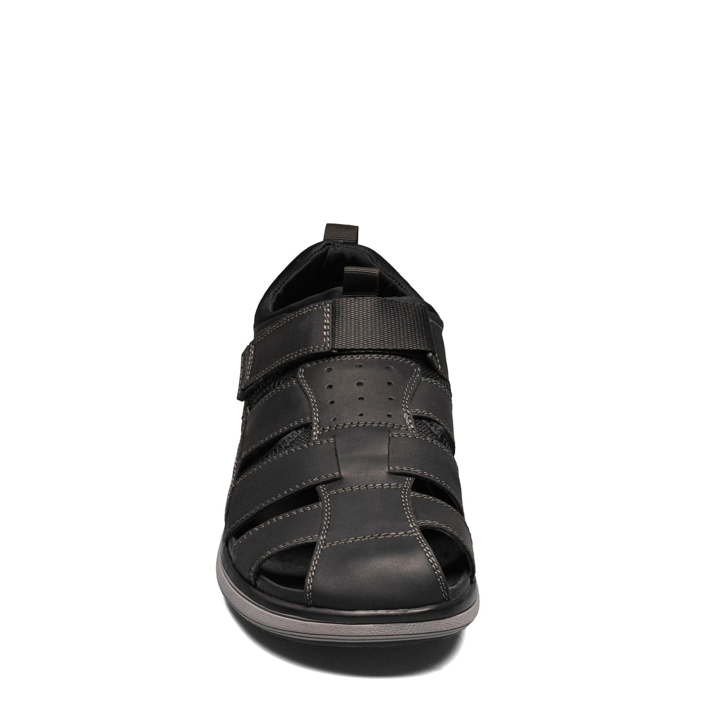 Peltz Shoes Men's Florsheim Venture Fisherman Sandal Black Crazy Horse 14320-010