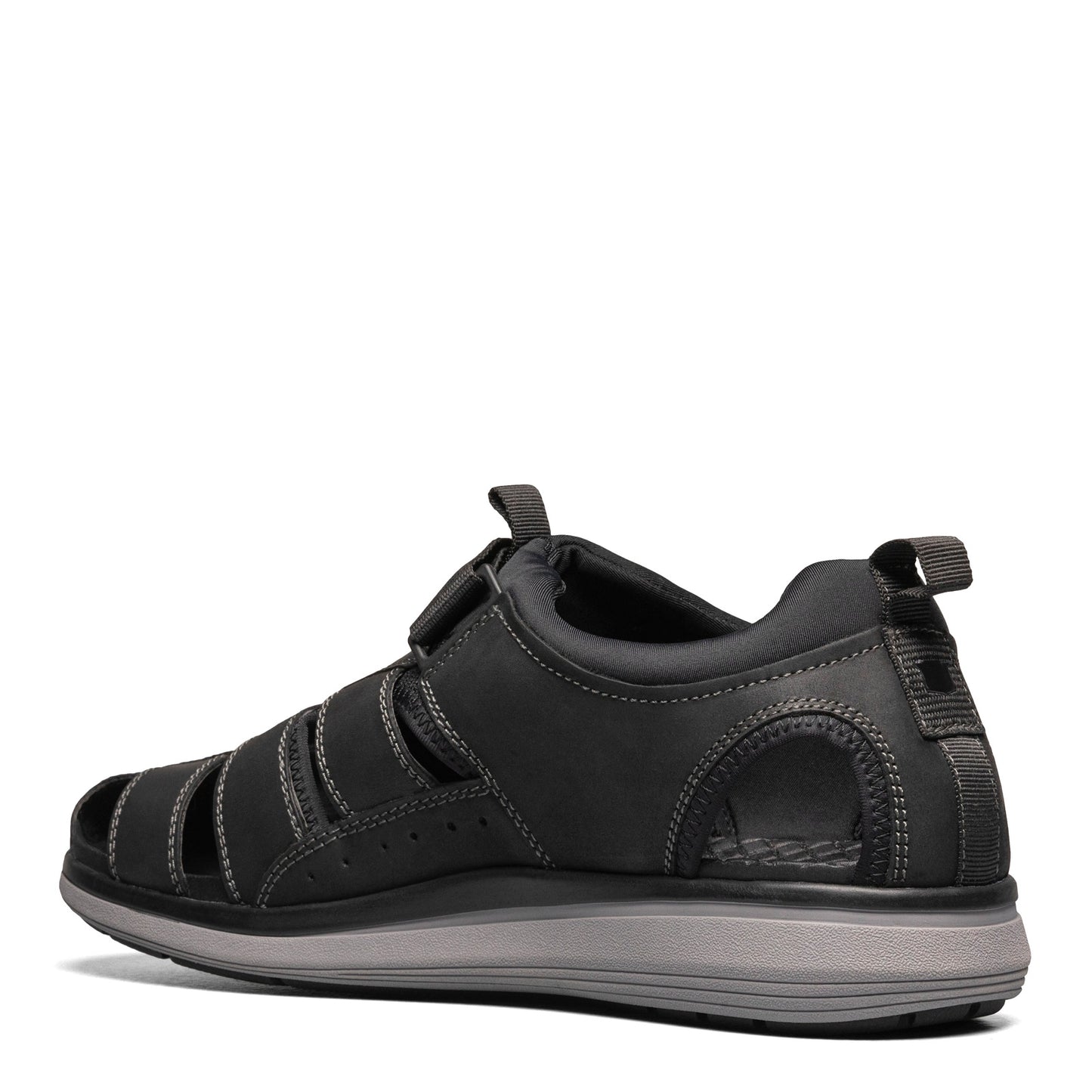 Peltz Shoes Men's Florsheim Venture Fisherman Sandal Black Crazy Horse 14320-010