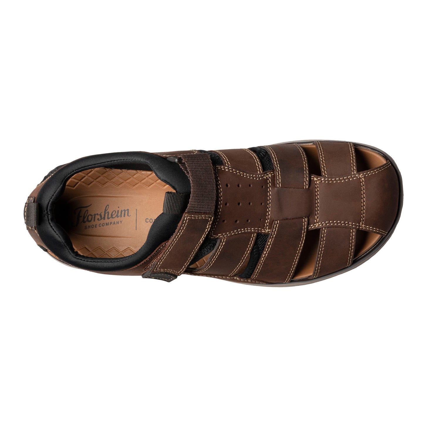 Peltz Shoes Men's Florsheim Venture Fisherman Sandal Brown Crazy Horse 14320-215