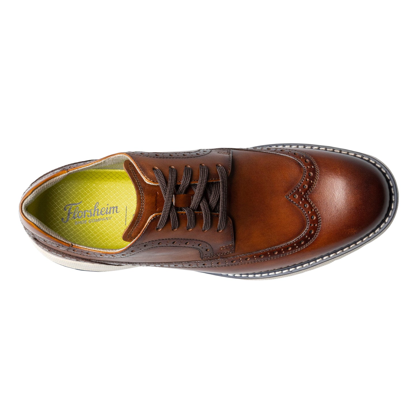 Peltz Shoes Men's Florsheim Frenzi Wingtip Oxford COGNAC MULTI 14381-229