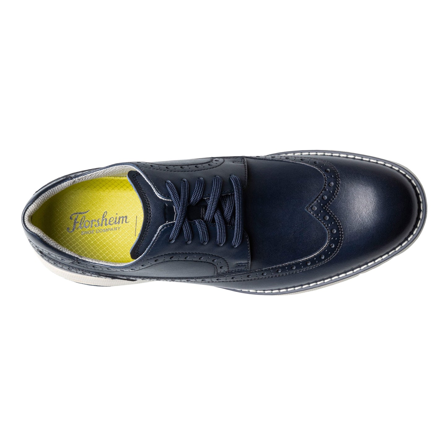 Peltz Shoes Men's Florsheim Frenzi Wingtip Oxford NAVY 14381-410