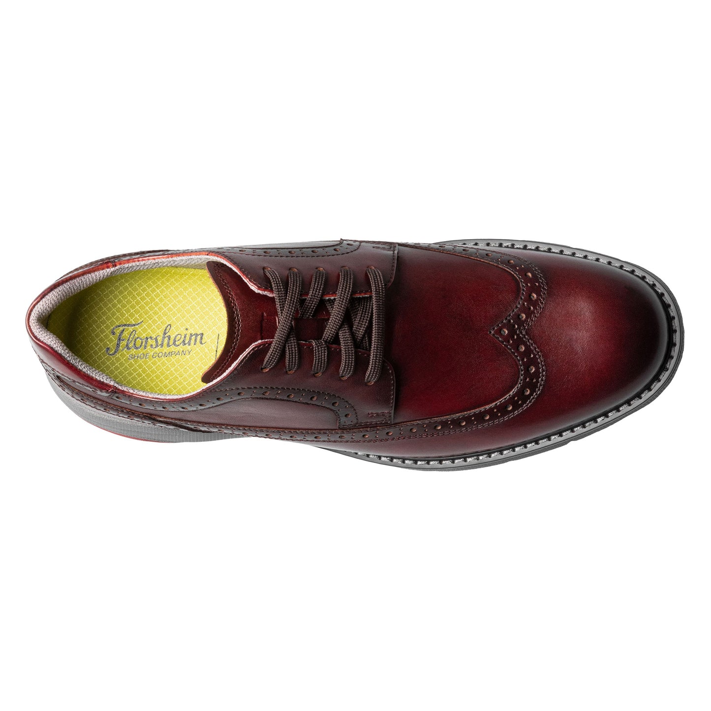 Peltz Shoes Men's Florsheim Frenzi Wingtip Oxford BURGUNDY 14381-601