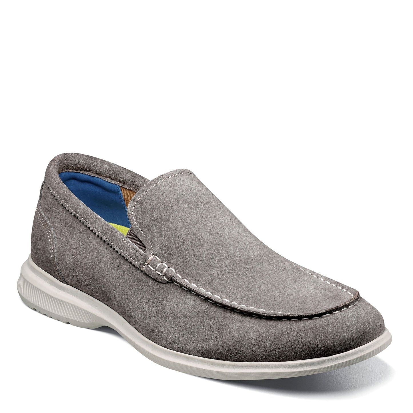 Peltz Shoes Men's Florsheim Hamptons Moc Toe Venetian Loafer GREY SUEDE 14397-061