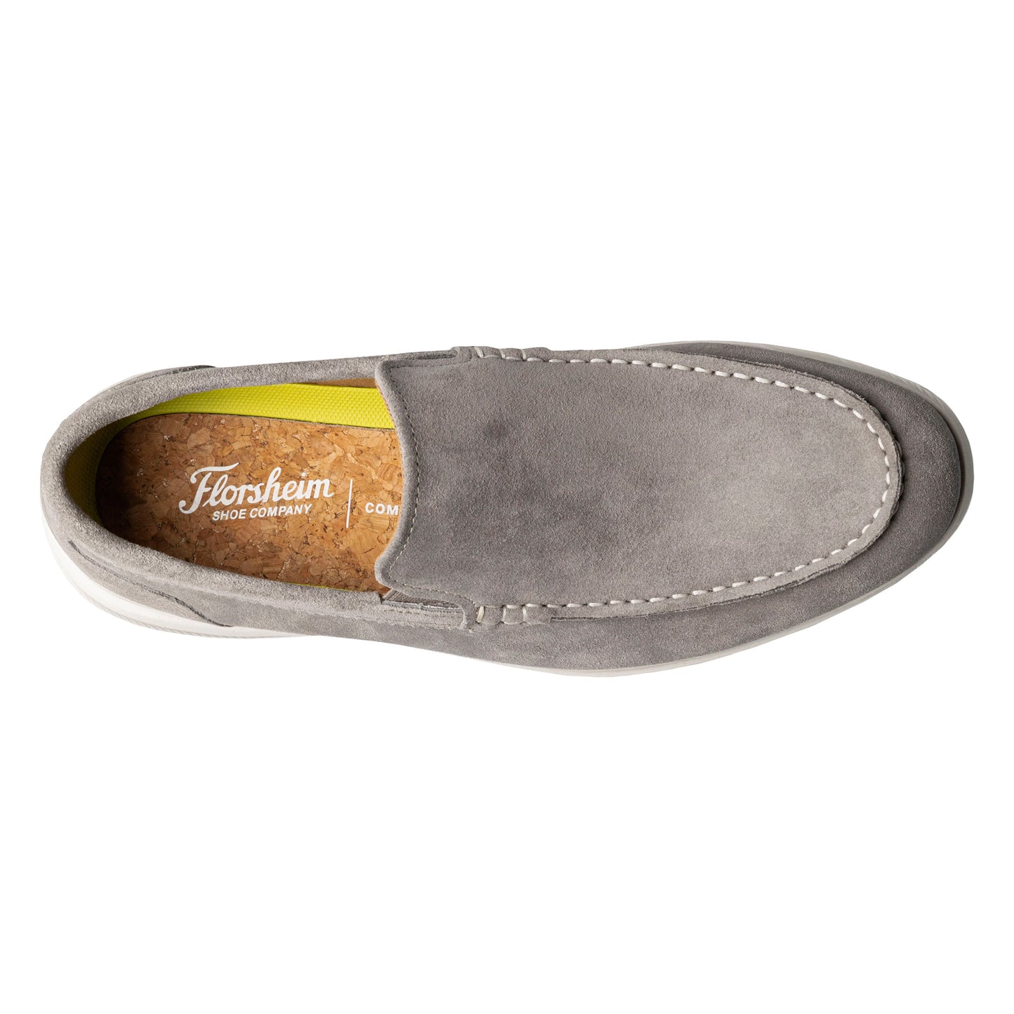 Peltz Shoes Men's Florsheim Hamptons Moc Toe Venetian Loafer GREY SUEDE 14397-061