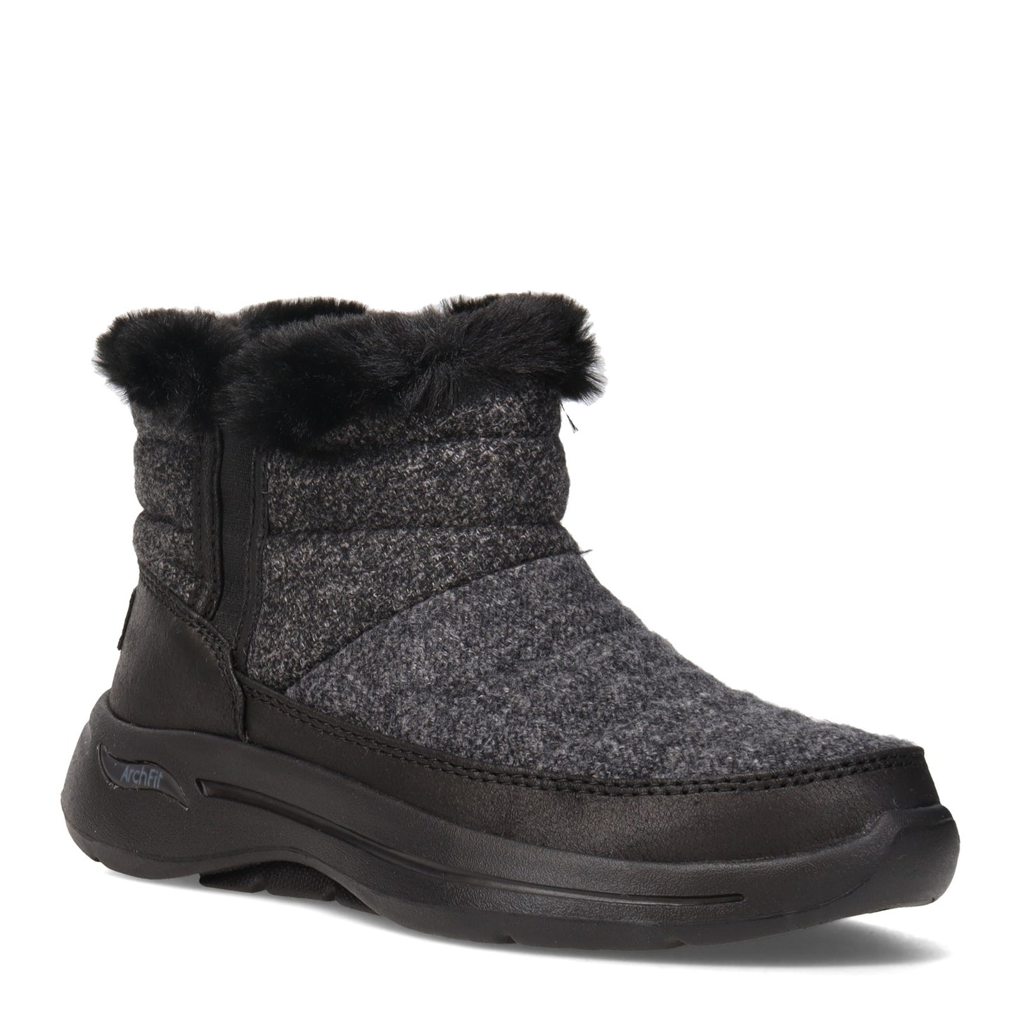 Peltz Shoes Women's Skechers GO WALK Arch Fit - Winter Boot BLACK GREY 144403-BKGY