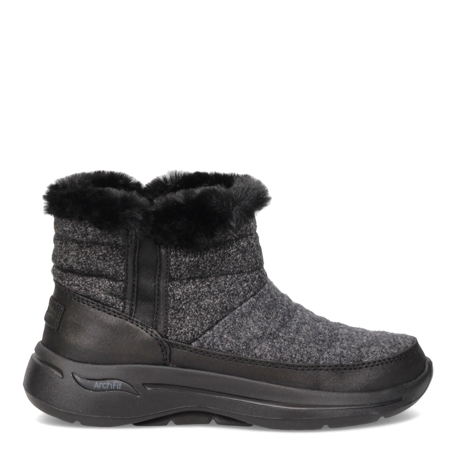 Peltz Shoes Women's Skechers GO WALK Arch Fit - Winter Boot BLACK GREY 144403-BKGY