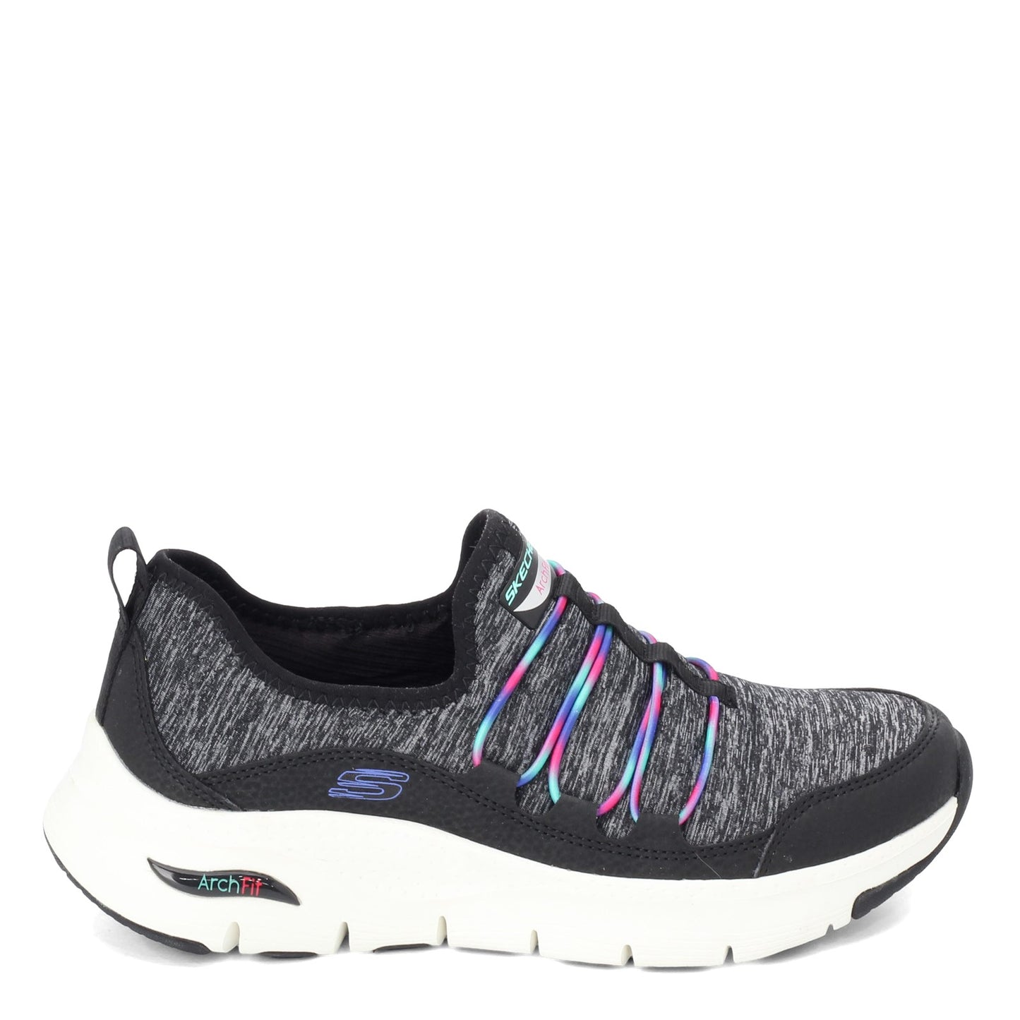 Peltz Shoes Women's Skechers Arch Fit - Rainbow View Sneaker BLACK MULTI 149061-BKMT