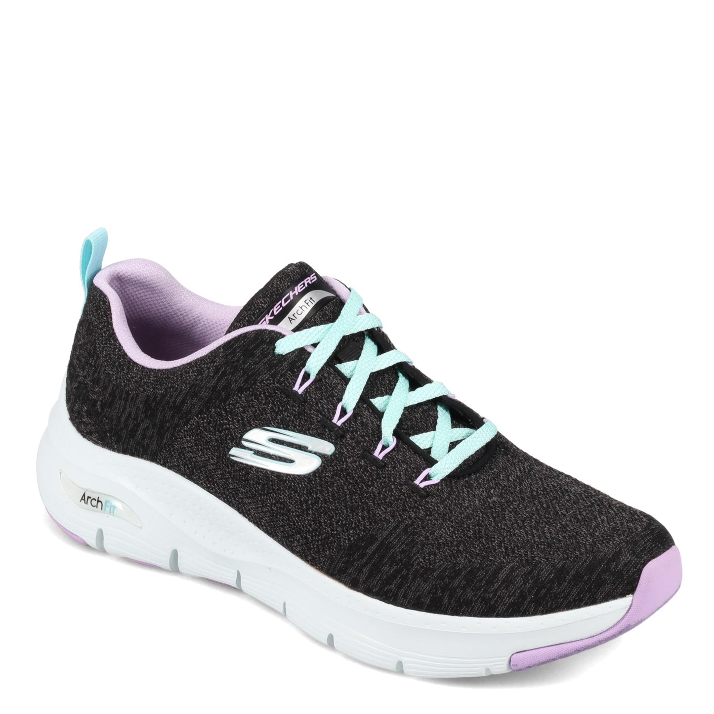 Peltz Shoes Women's Skechers Arch Fit - Comfy Wave Sneaker BLACK LAVENDAR 149414-BKLV