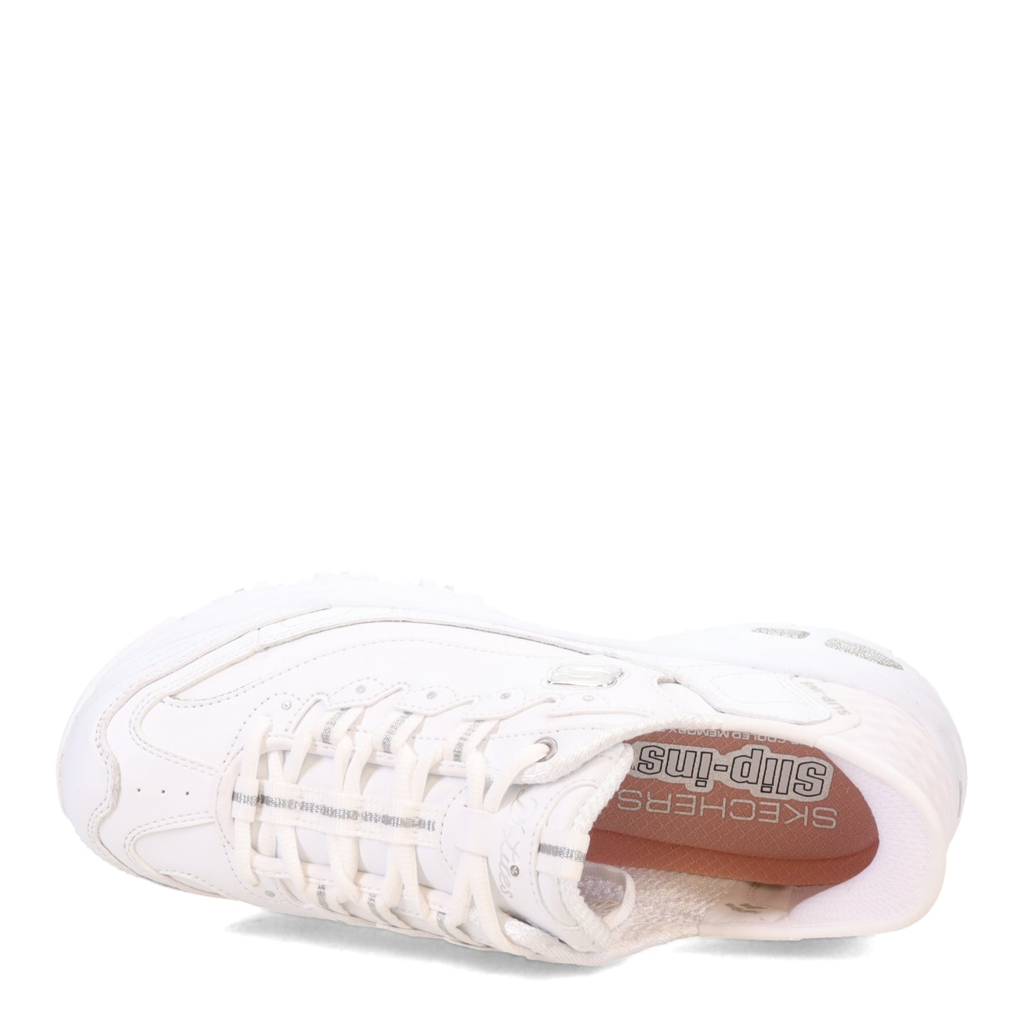Peltz Shoes Women's Skechers Slip-Ins: D'Lites Sneaker WHITE/SILVER 150031-WSL