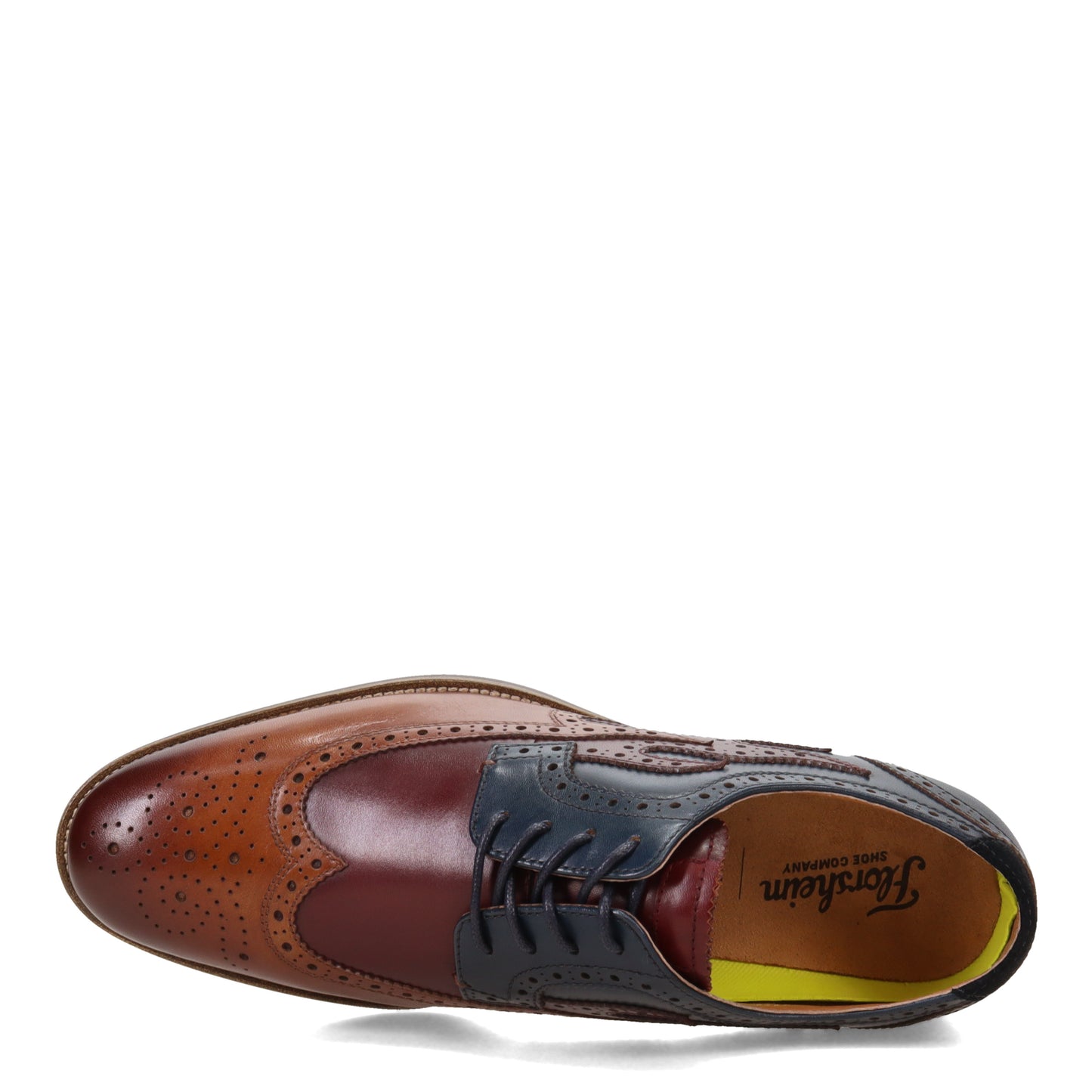Peltz Shoes Men's Florsheim Uptown Spicy Wingtip Oxford COGNAC NAVY 15197-229
