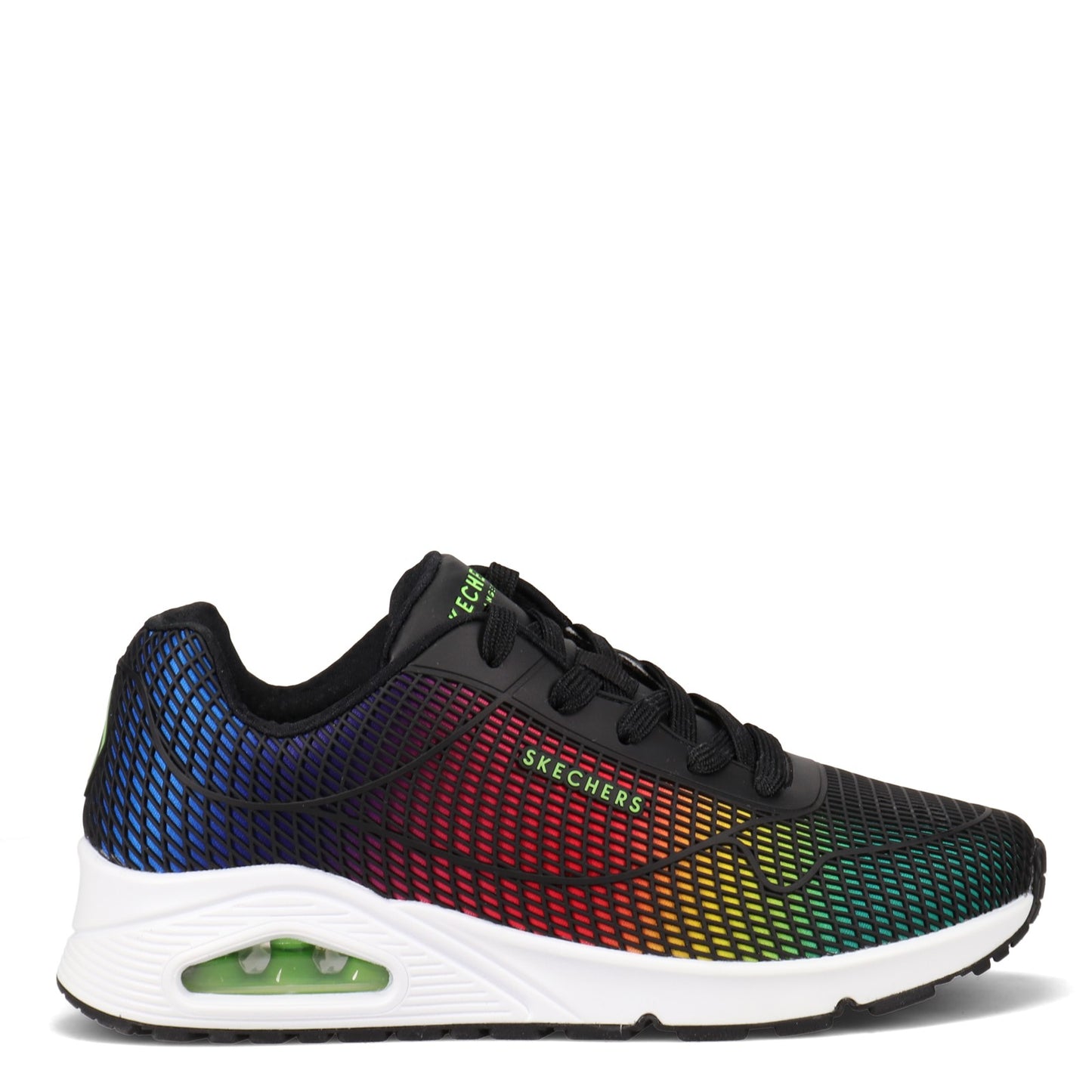 Peltz Shoes Women's Skechers Street Uno - Eye Catching Sneaker Black Multi 155131-BKMT