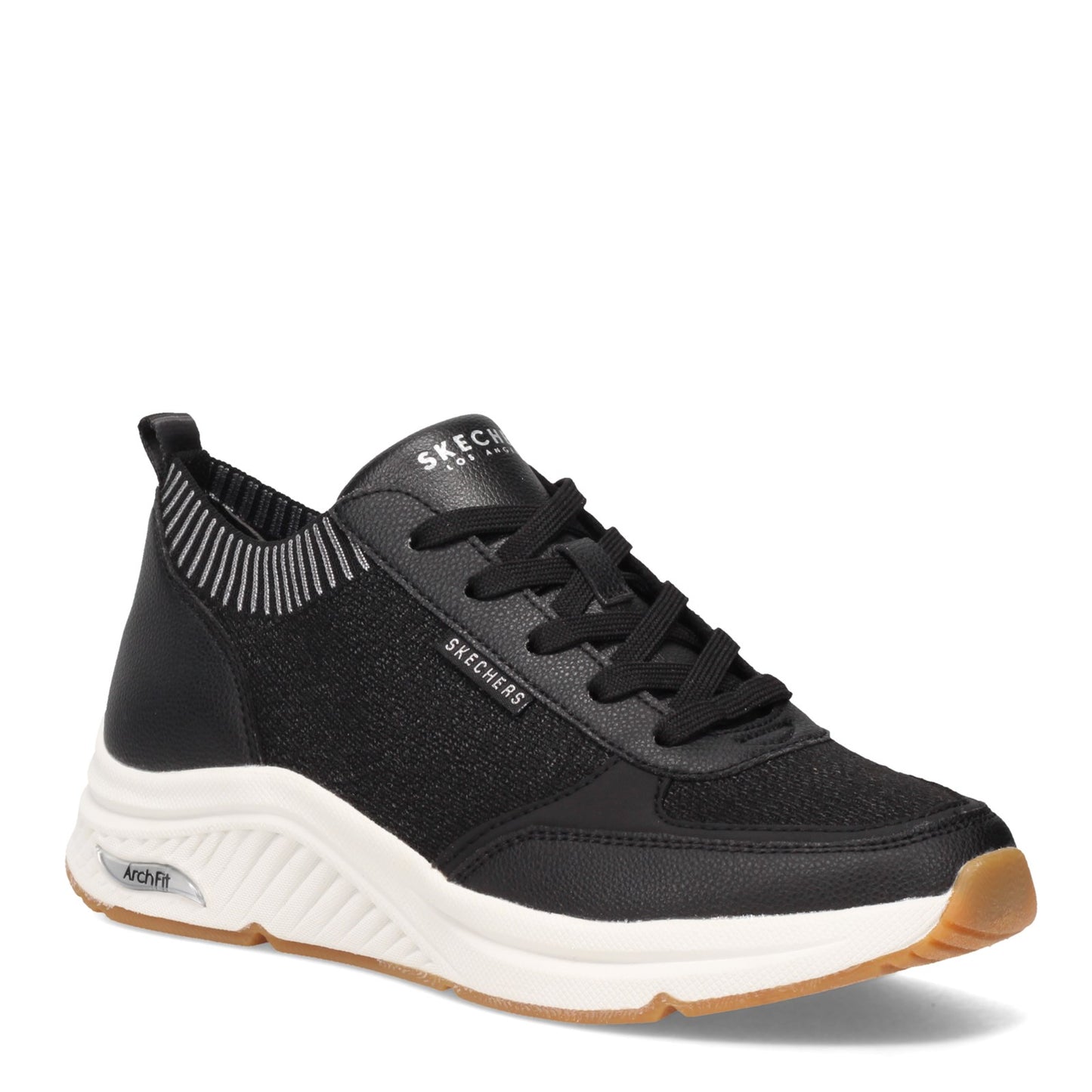 Peltz Shoes Women's Skechers Street Arch Fit: S-Miles - Walk On Sneaker Black 155565-BLK