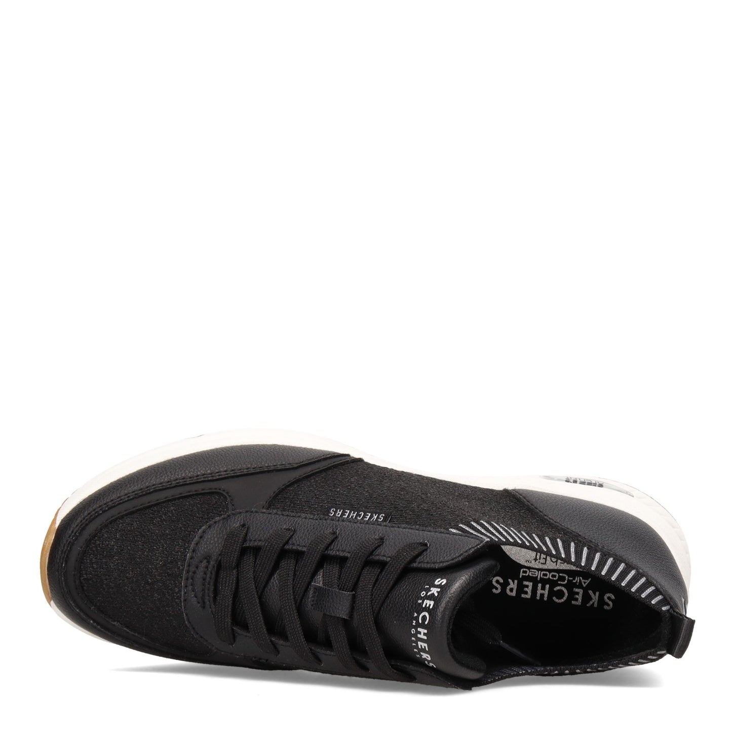 Peltz Shoes Women's Skechers Street Arch Fit: S-Miles - Walk On Sneaker Black 155565-BLK