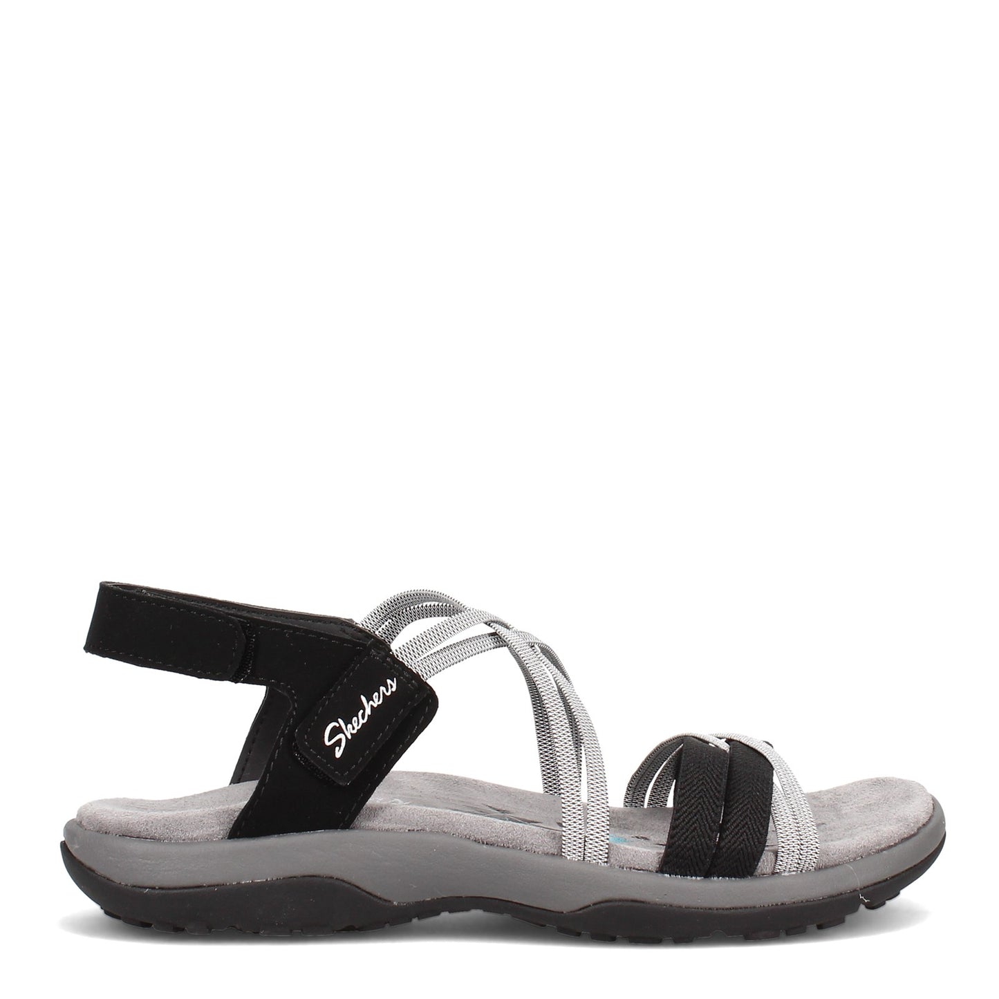 Peltz Shoes Women's Skechers Reggae Slim - Takes Two Sandal BLACK / CHARCOAL 163112-BKCC