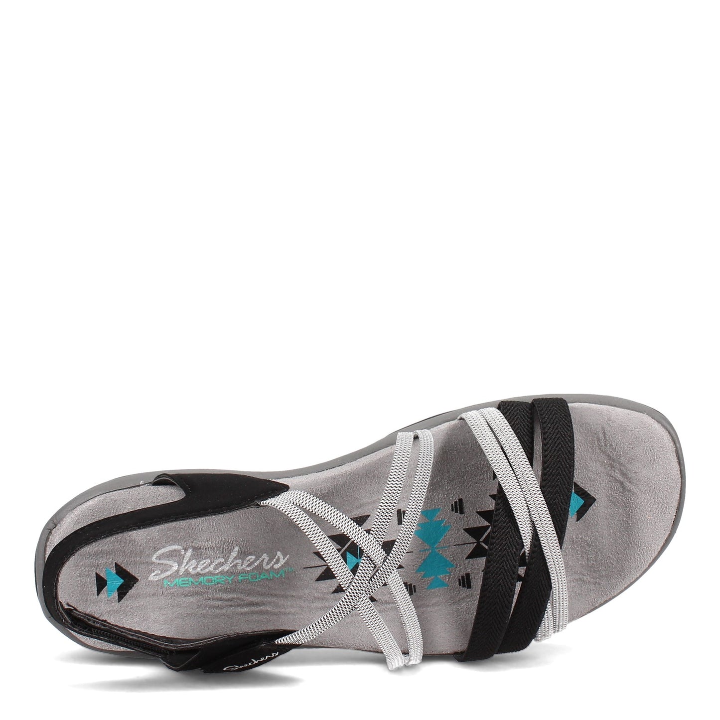 Peltz Shoes Women's Skechers Reggae Slim - Takes Two Sandal BLACK / CHARCOAL 163112-BKCC
