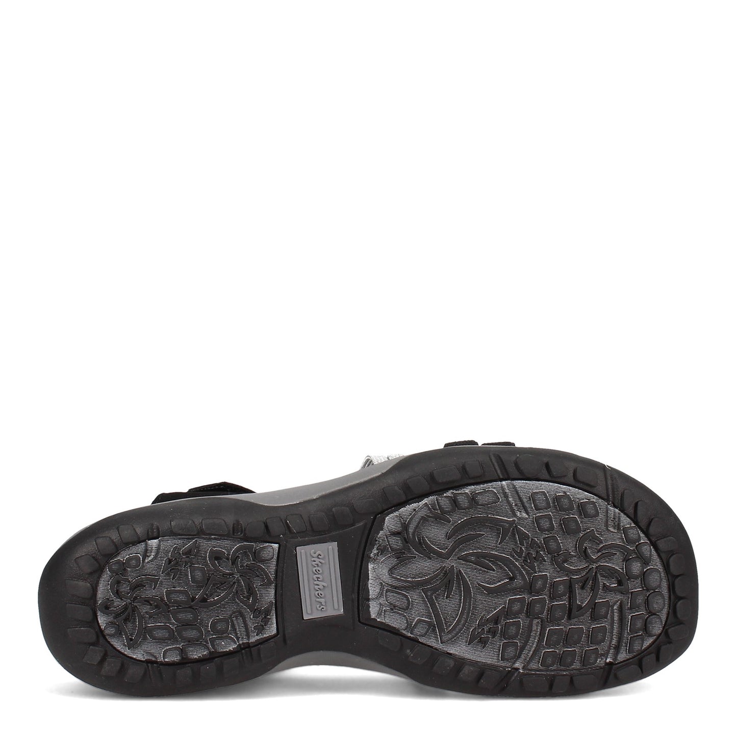 Peltz Shoes Women's Skechers Reggae Slim - Takes Two Sandal BLACK / CHARCOAL 163112-BKCC