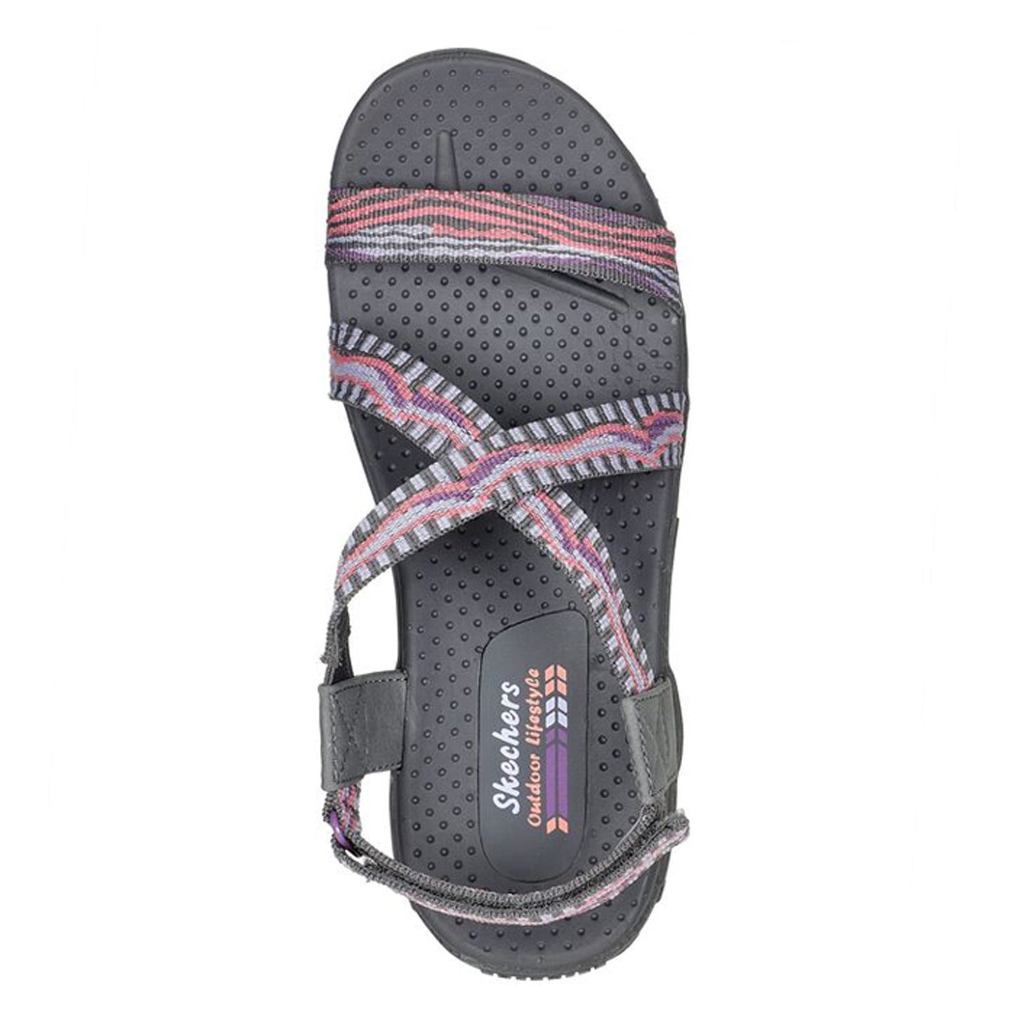 Peltz Shoes Women's Skechers Reggae - Stay Together Sandal GREY / PURPLE 163303-GYPR