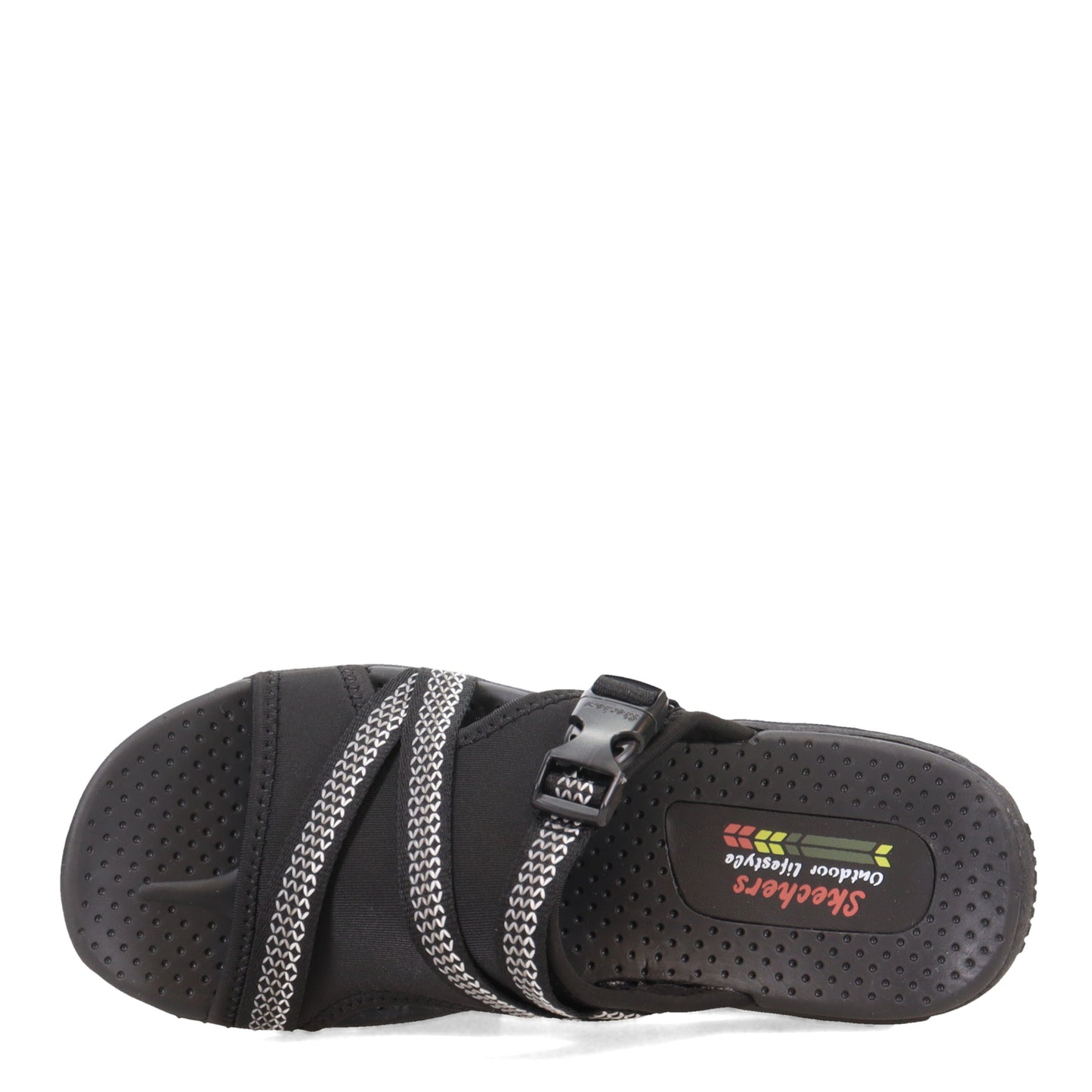Peltz Shoes Women's Skechers Reggae - Slide Thru Sandal BLACK 163348-BLK