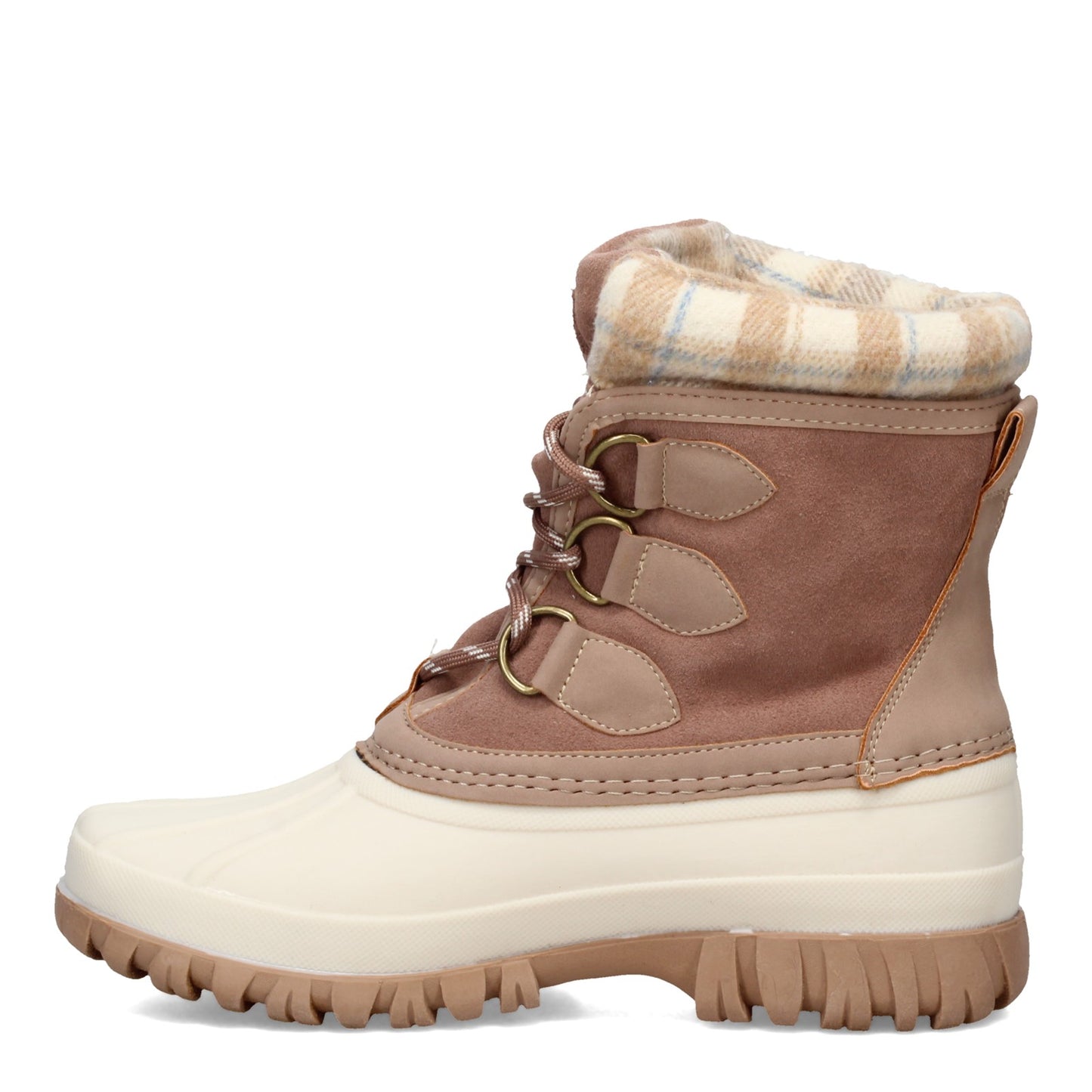 Peltz Shoes Women's Skechers Windom - Plaid Town Boot NATURAL PINK 167284-NTPK