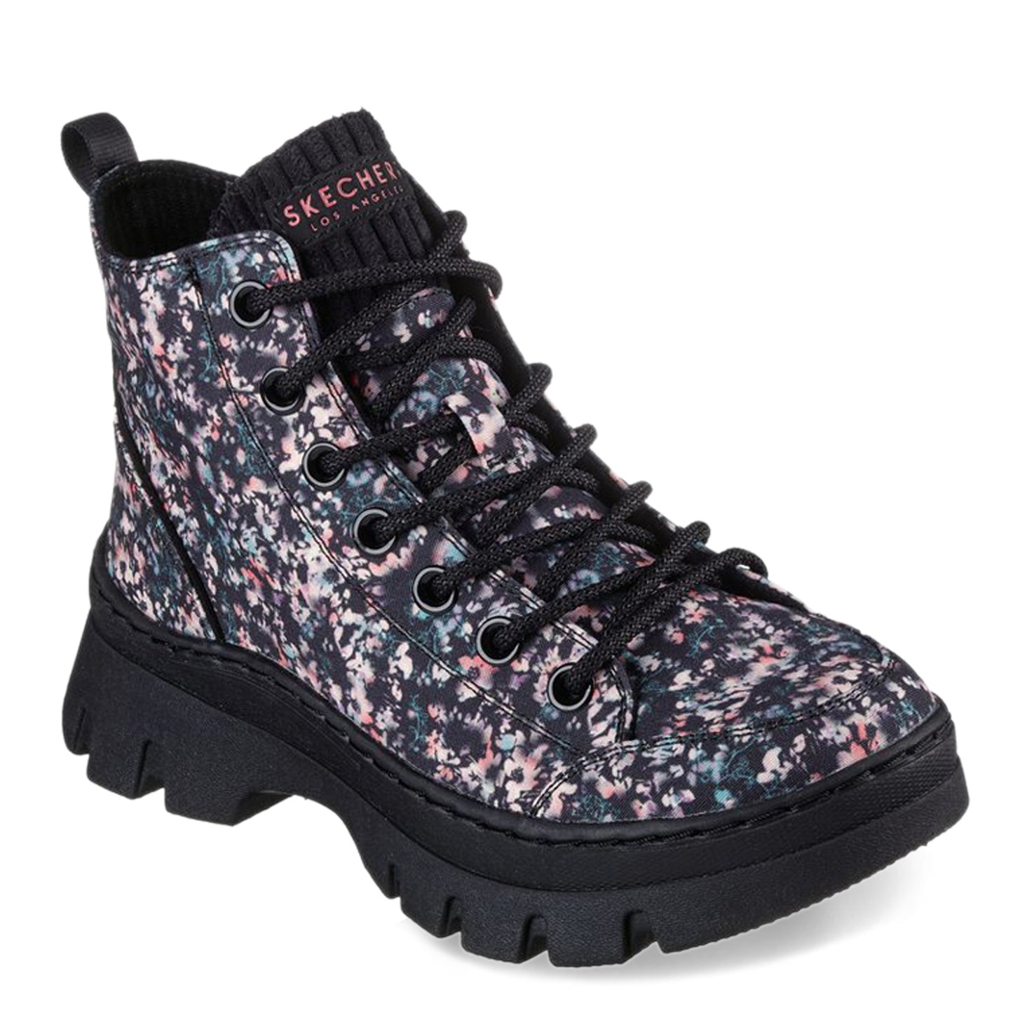 Peltz Shoes Women's Skechers Roadies Surge - Lotsa Flowers Boot Black 177261-BKMT