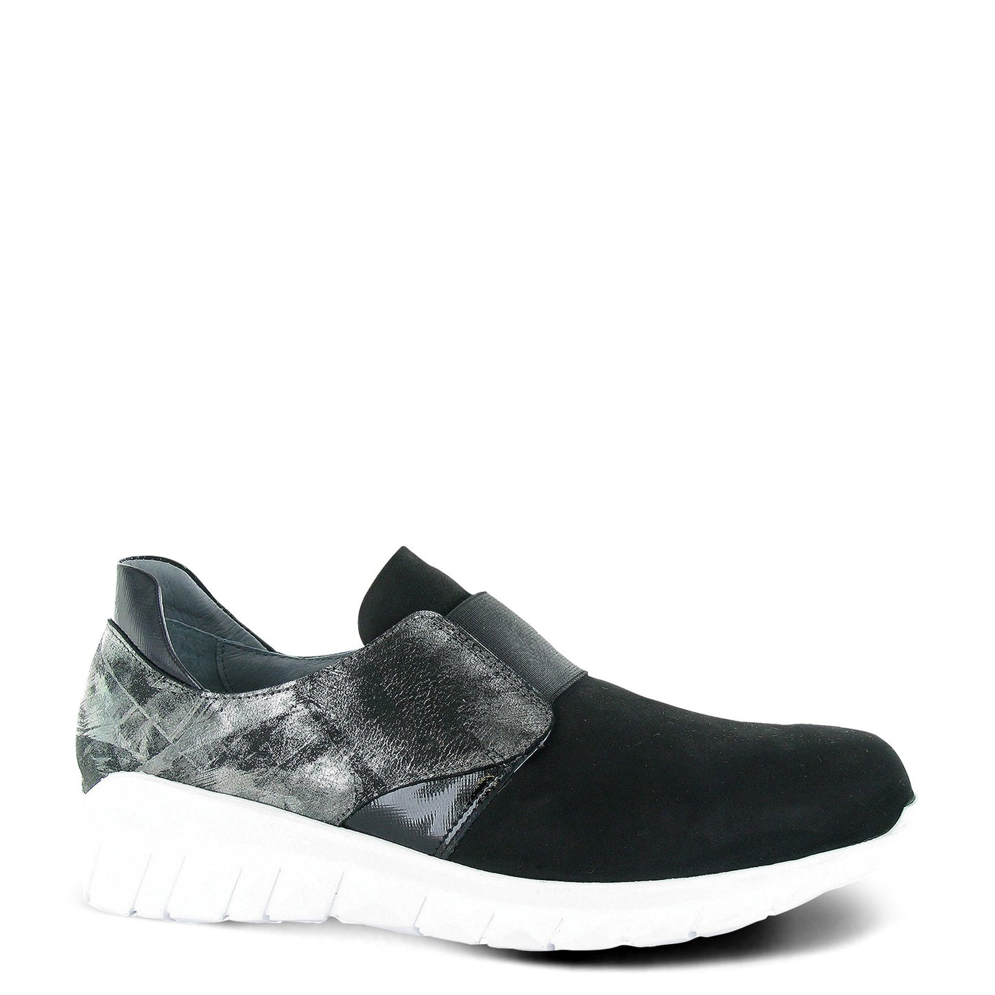 Peltz Shoes Women's Naot Intrepid Slip-On Sneaker Black Velvet/Metallic 18017-NPC