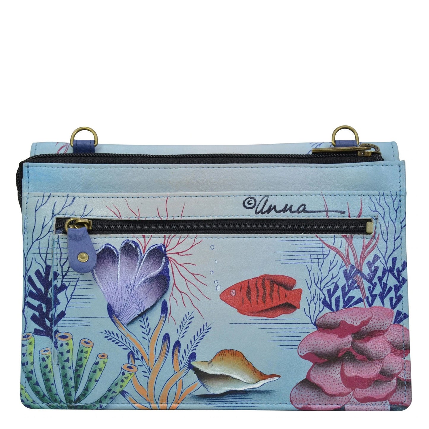 Peltz Shoes Women's Anuschka Organizer Wallet On a String Treasures of the Reef 1834-TRE