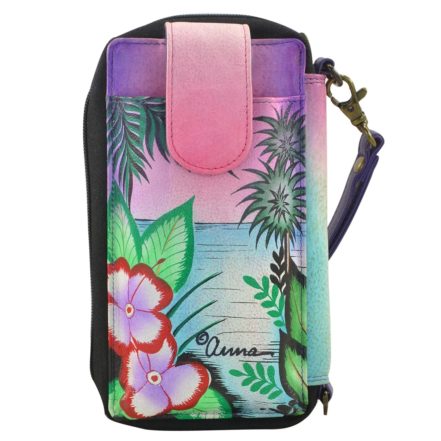Peltz Shoes Women's Anuschka Smartphone Wallet Tropical Flamingos 1844-TRF