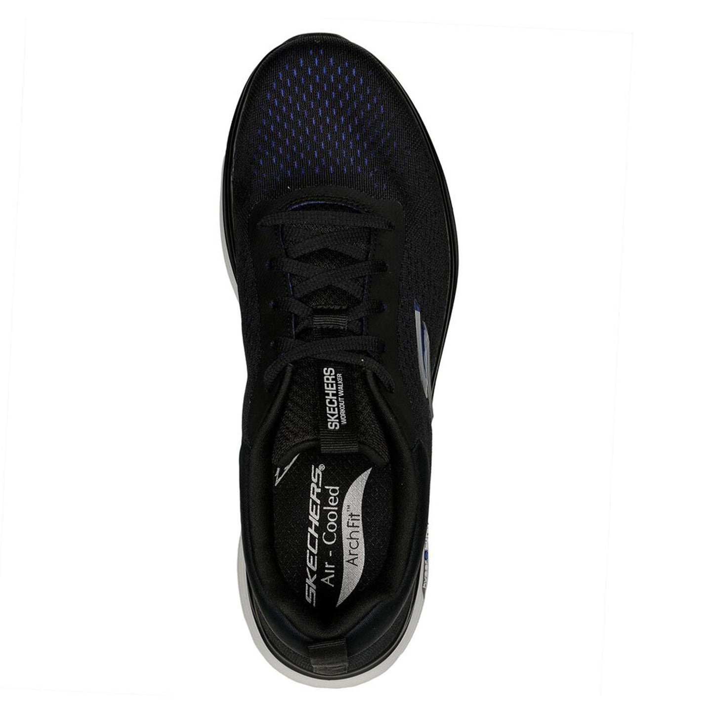 Peltz Shoes Men's Skechers GO Walk Arch Fit Workout Walker - Outpace Sneaker BLACK / BLUE 216244-BKBL