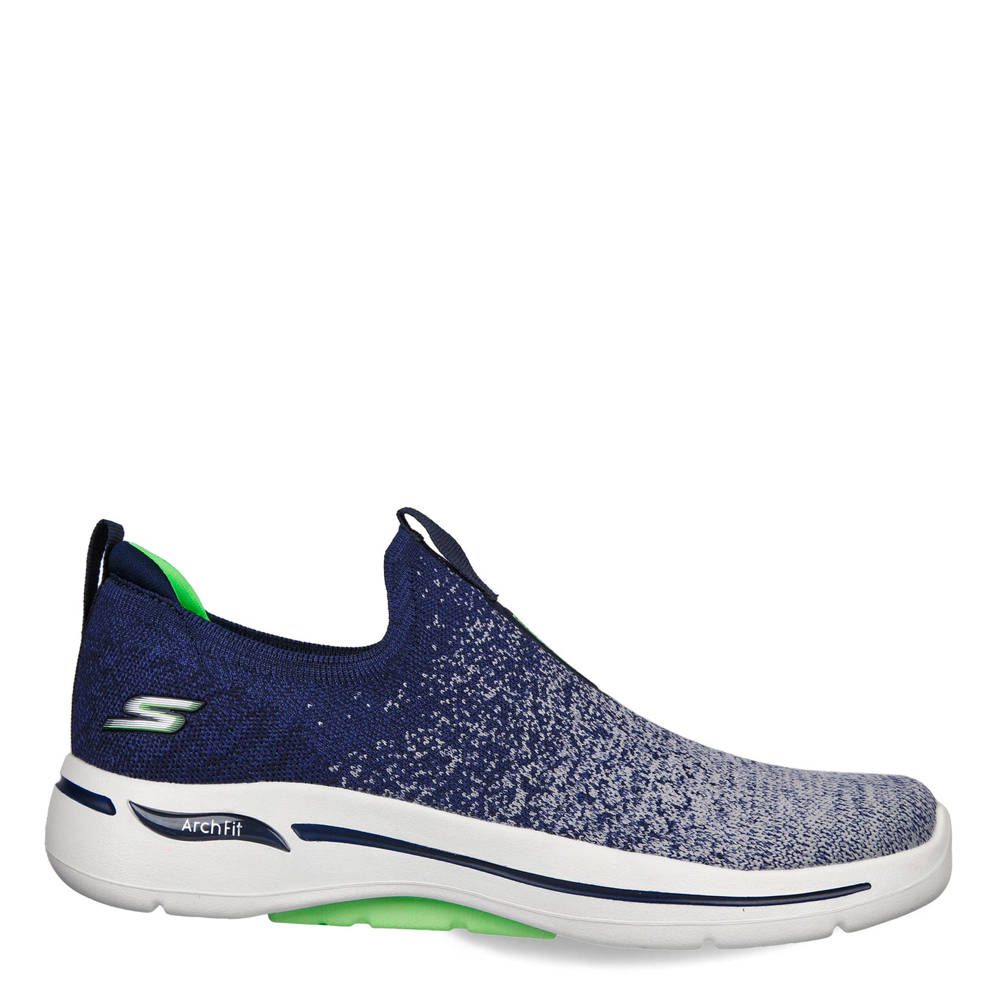 Peltz Shoes Men's Skechers GO WALK Arch Fit - Linear Axis Sneaker NAVY LIME 216256-NVLM
