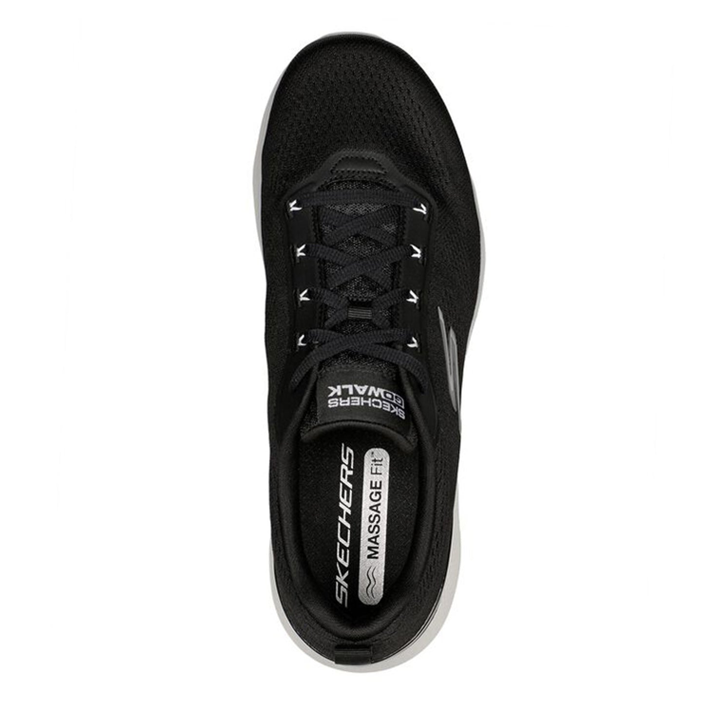 Peltz Shoes Men's Skechers GO WALK Massage Fit Sneaker BLACK WHITE 216404-BKW