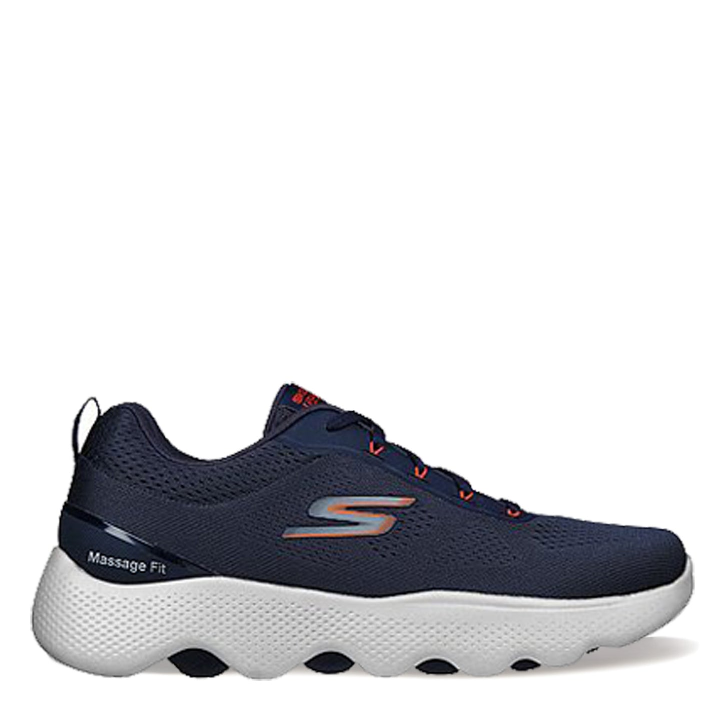 Peltz Shoes Men's Skechers GO WALK Massage Fit Sneaker NAVY ORANGE 216404-NVOR