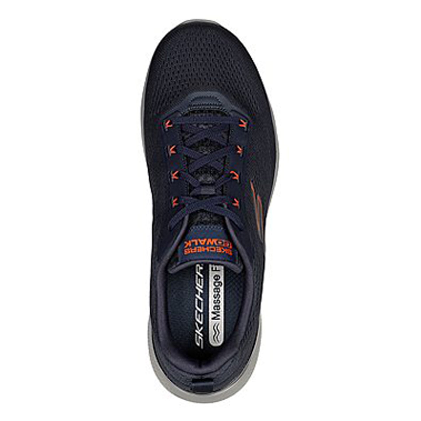 Peltz Shoes Men's Skechers GO WALK Massage Fit Sneaker NAVY ORANGE 216404-NVOR