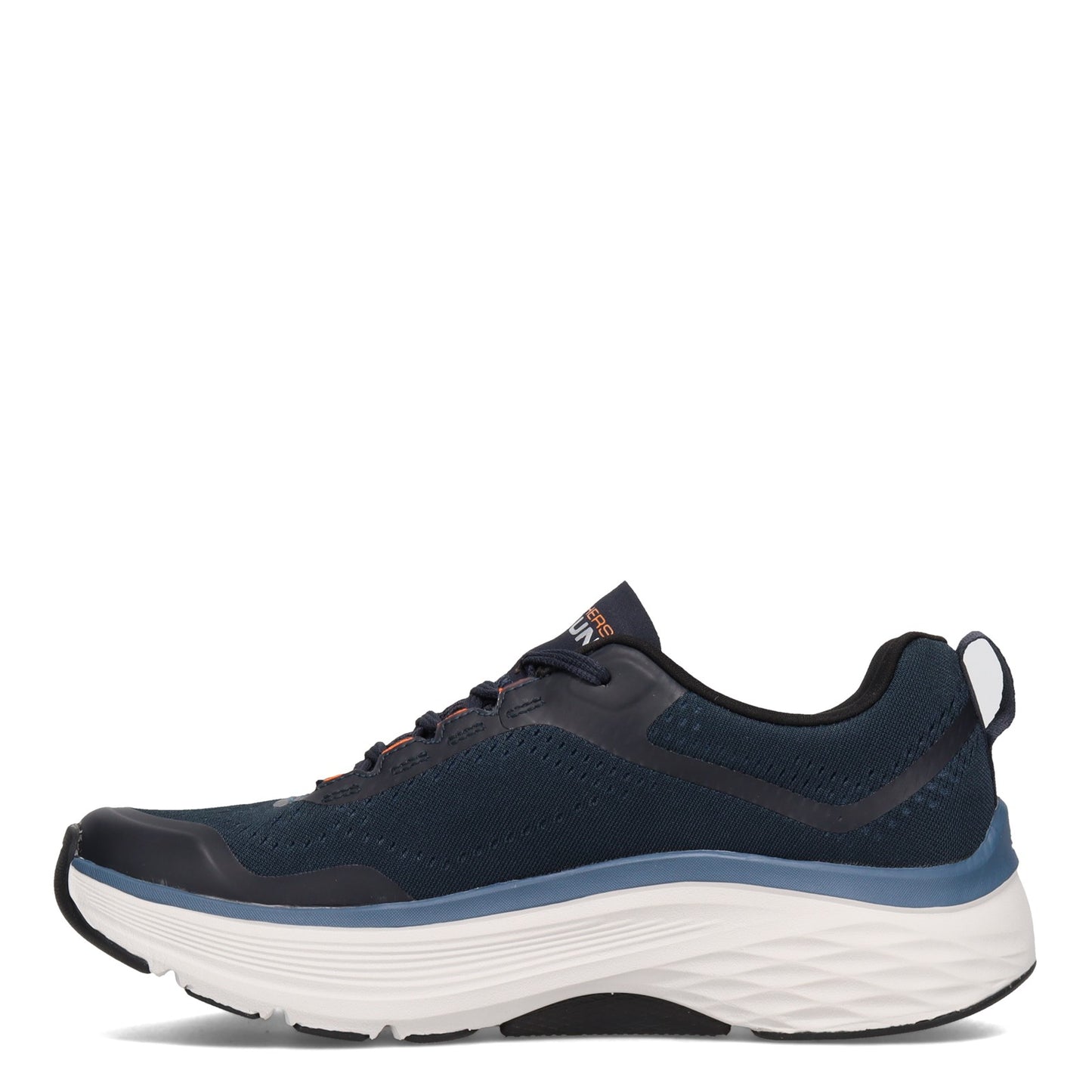 Peltz Shoes Men's Skechers Max Cushioning Arch Fit Walking Shoe NAVY ORANGE 220196-NVOR
