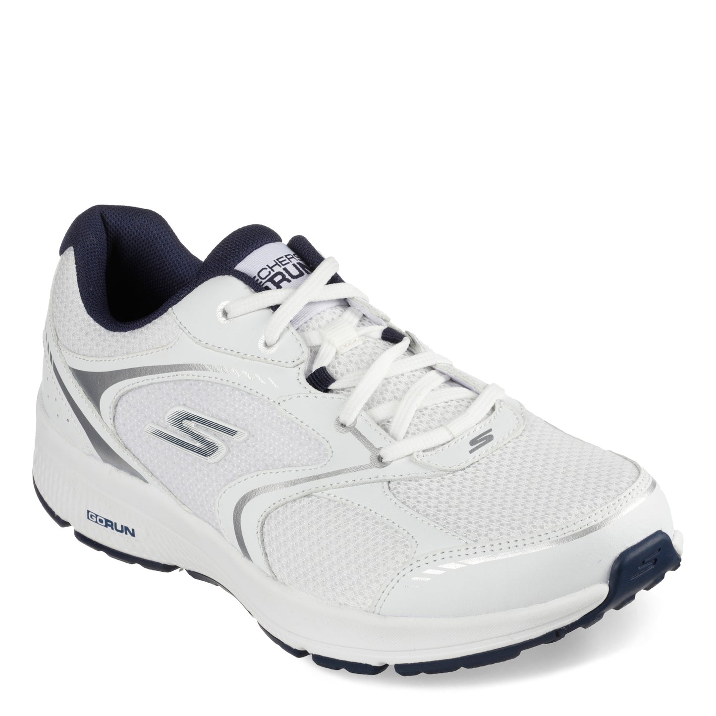Peltz Shoes Men's Skechers GO RUN Consistent – Specie Running Shoe - Wide Width White Navy 220371WW-WNV