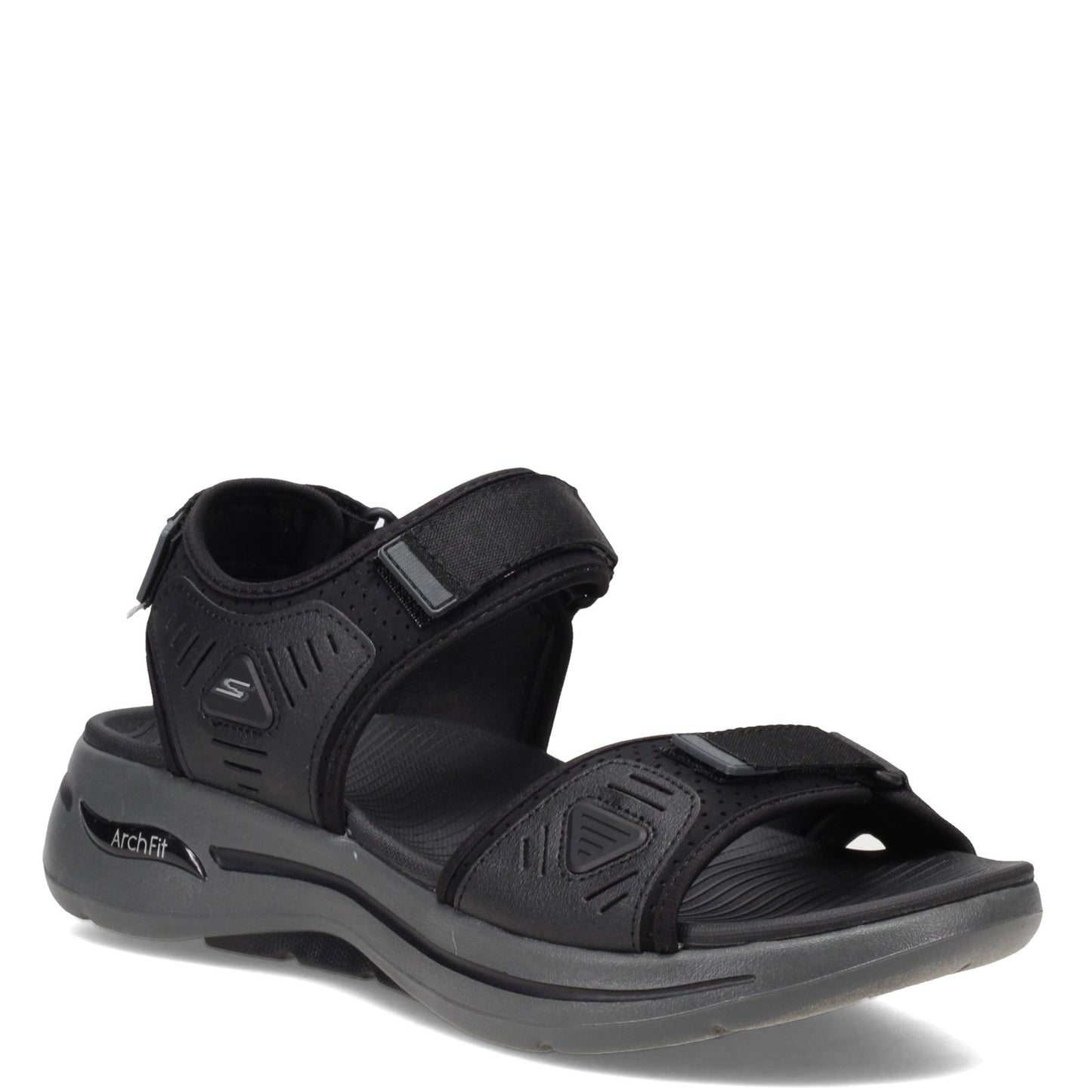Peltz Shoes Men's Skechers GOwalk Arch Fit Sandal BLACK / CHARCOAL 229020-BKCC