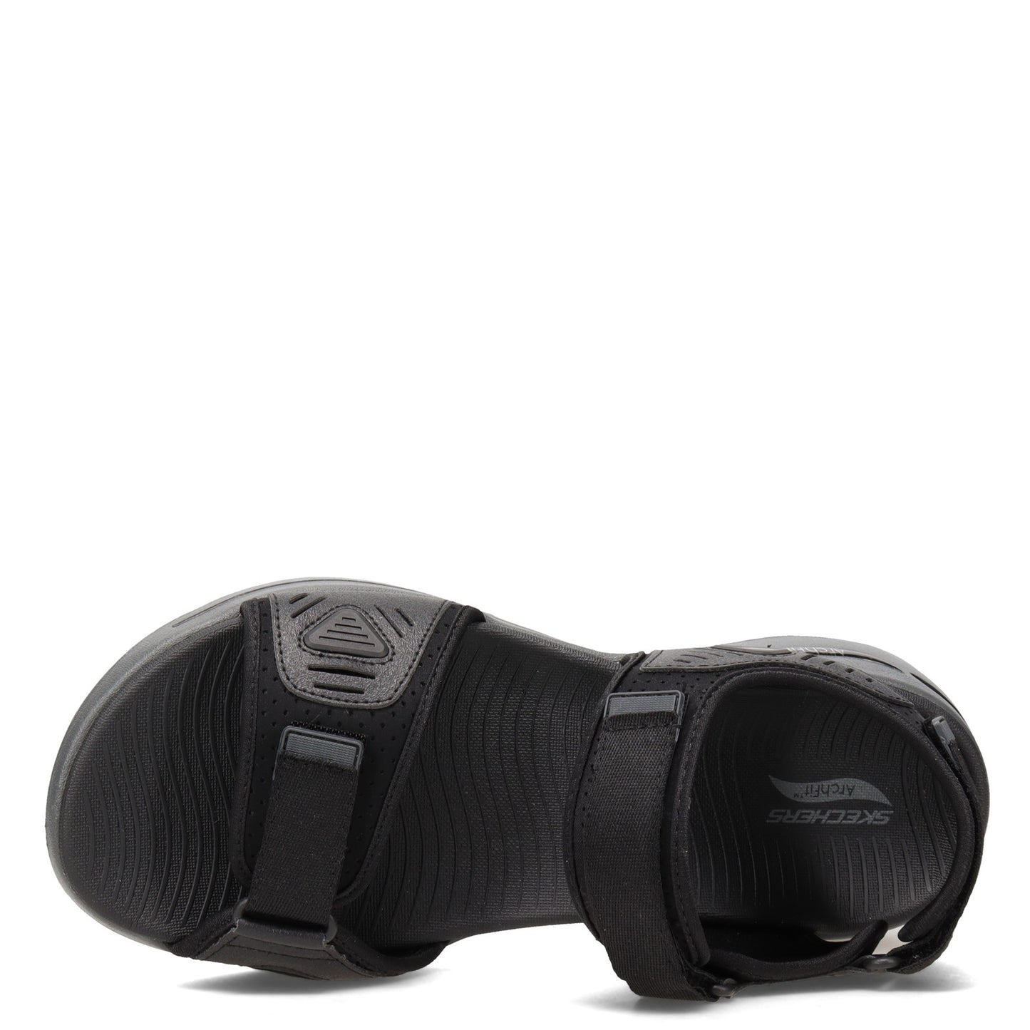 Peltz Shoes Men's Skechers GOwalk Arch Fit Sandal BLACK / CHARCOAL 229020-BKCC