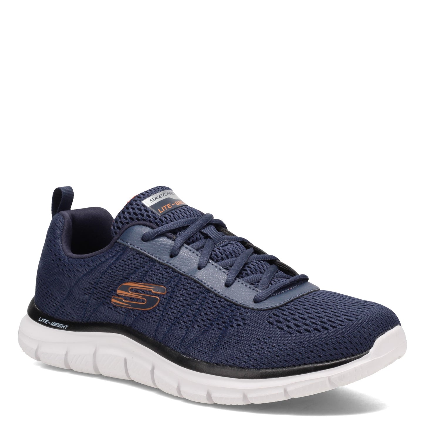 Peltz Shoes Men's Skechers Track - Moulton Walking Shoe NAVY ORANGE 232081-NVOR