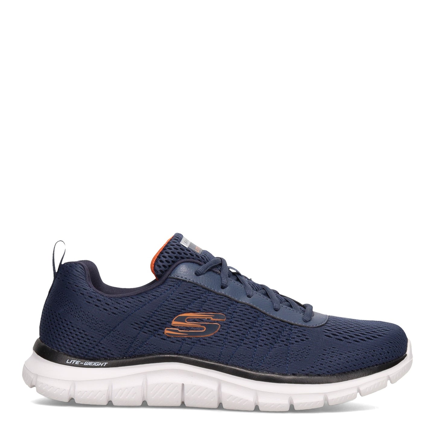 Peltz Shoes Men's Skechers Track - Moulton Walking Shoe NAVY ORANGE 232081-NVOR