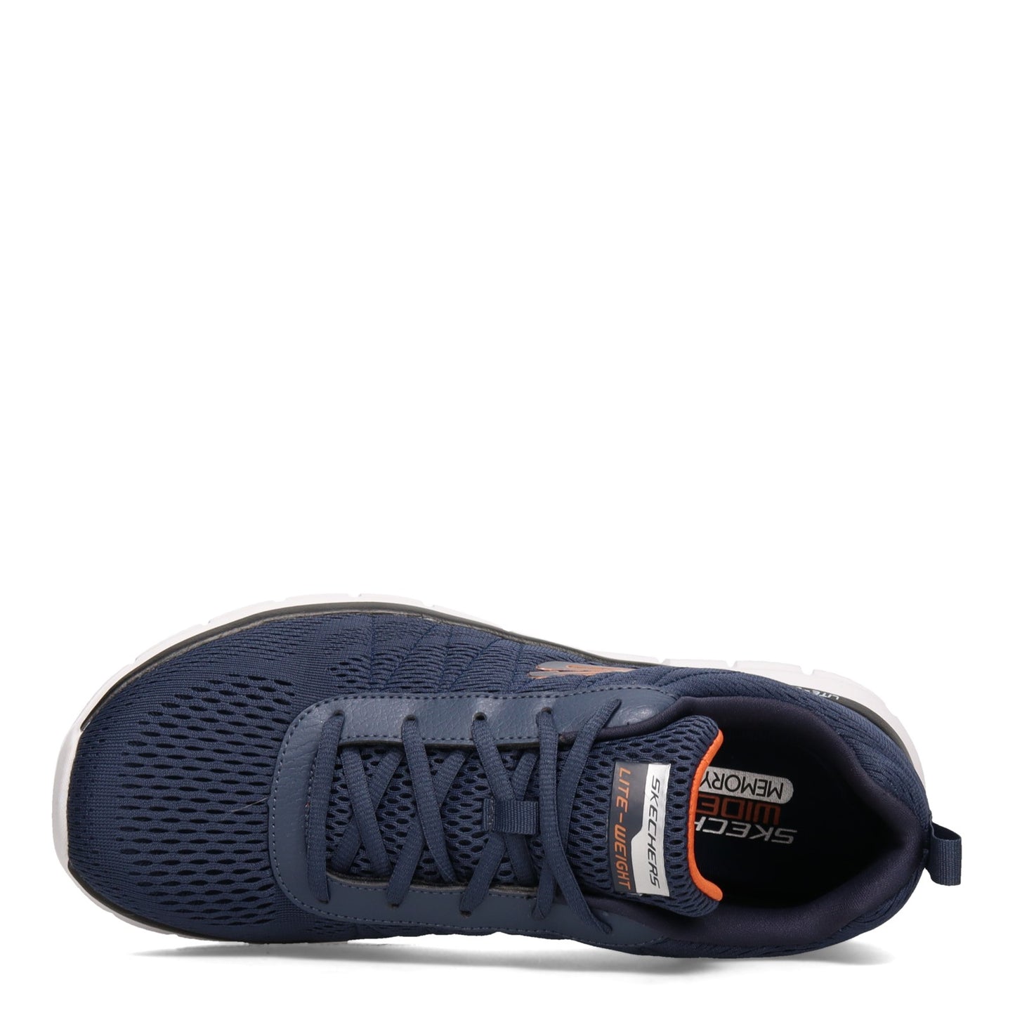 Peltz Shoes Men's Skechers Track - Moulton Walking Shoe NAVY ORANGE 232081-NVOR