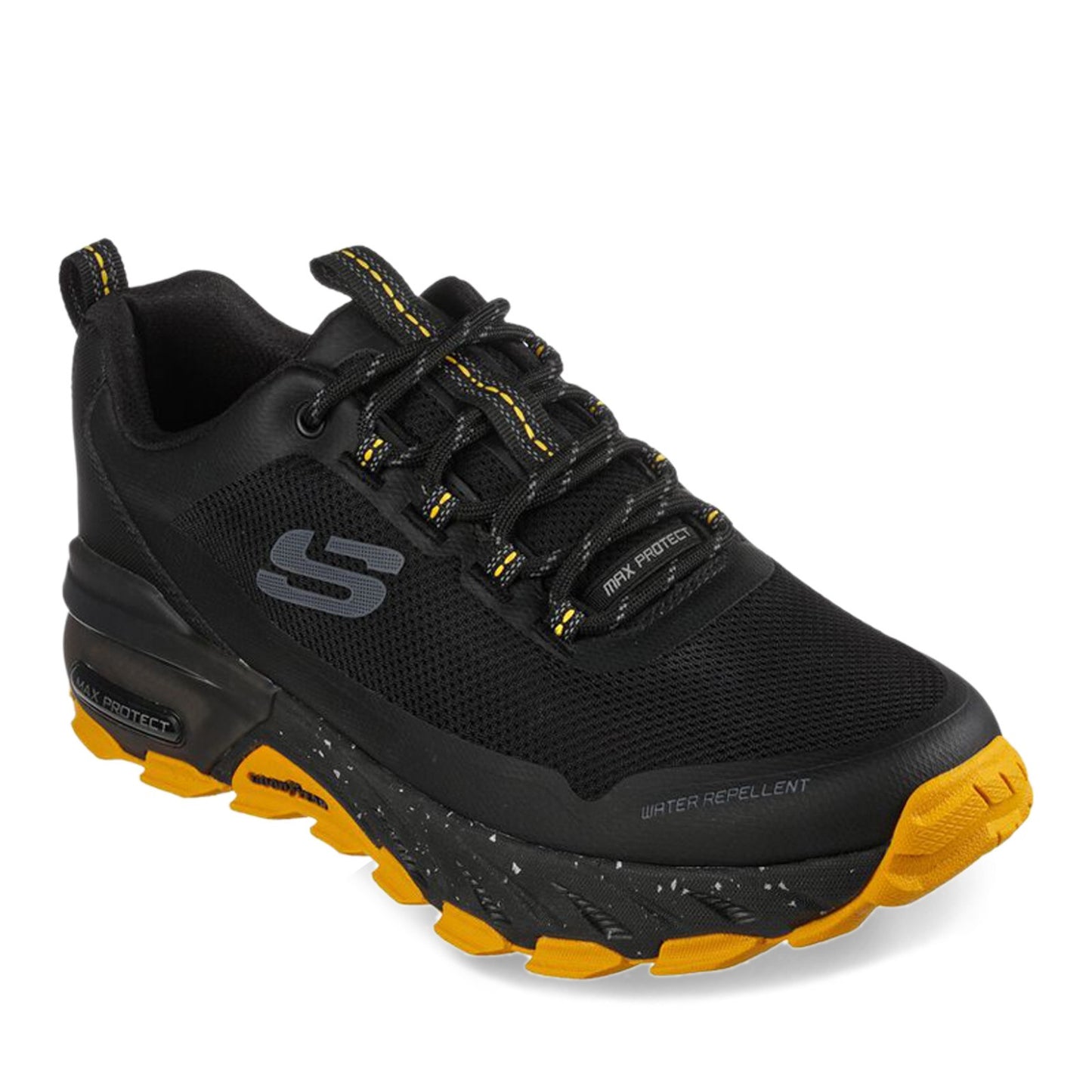 Peltz Shoes Men's Skechers Max Protect - Liberated Hiking Shoe Black/Yellow 237301-BKYL