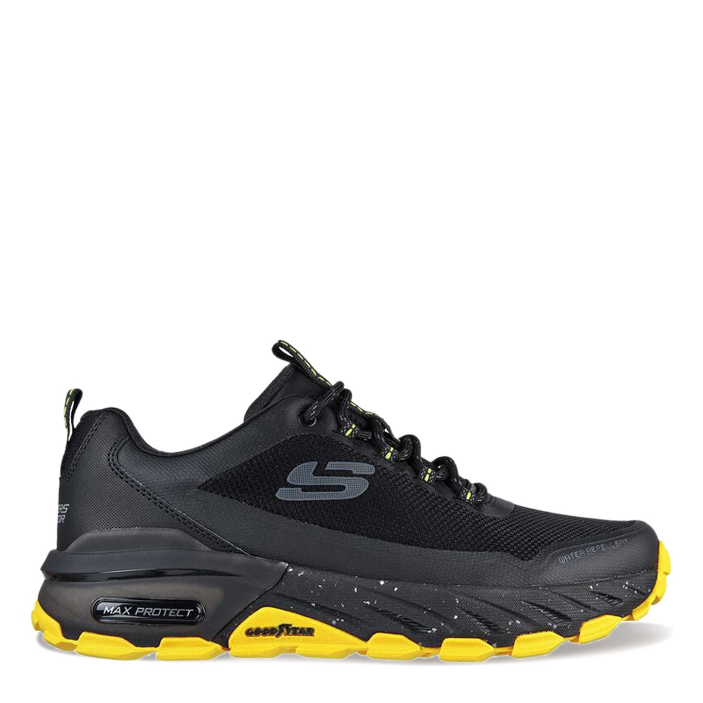 Peltz Shoes Men's Skechers Max Protect - Liberated Hiking Shoe Black/Yellow 237301-BKYL