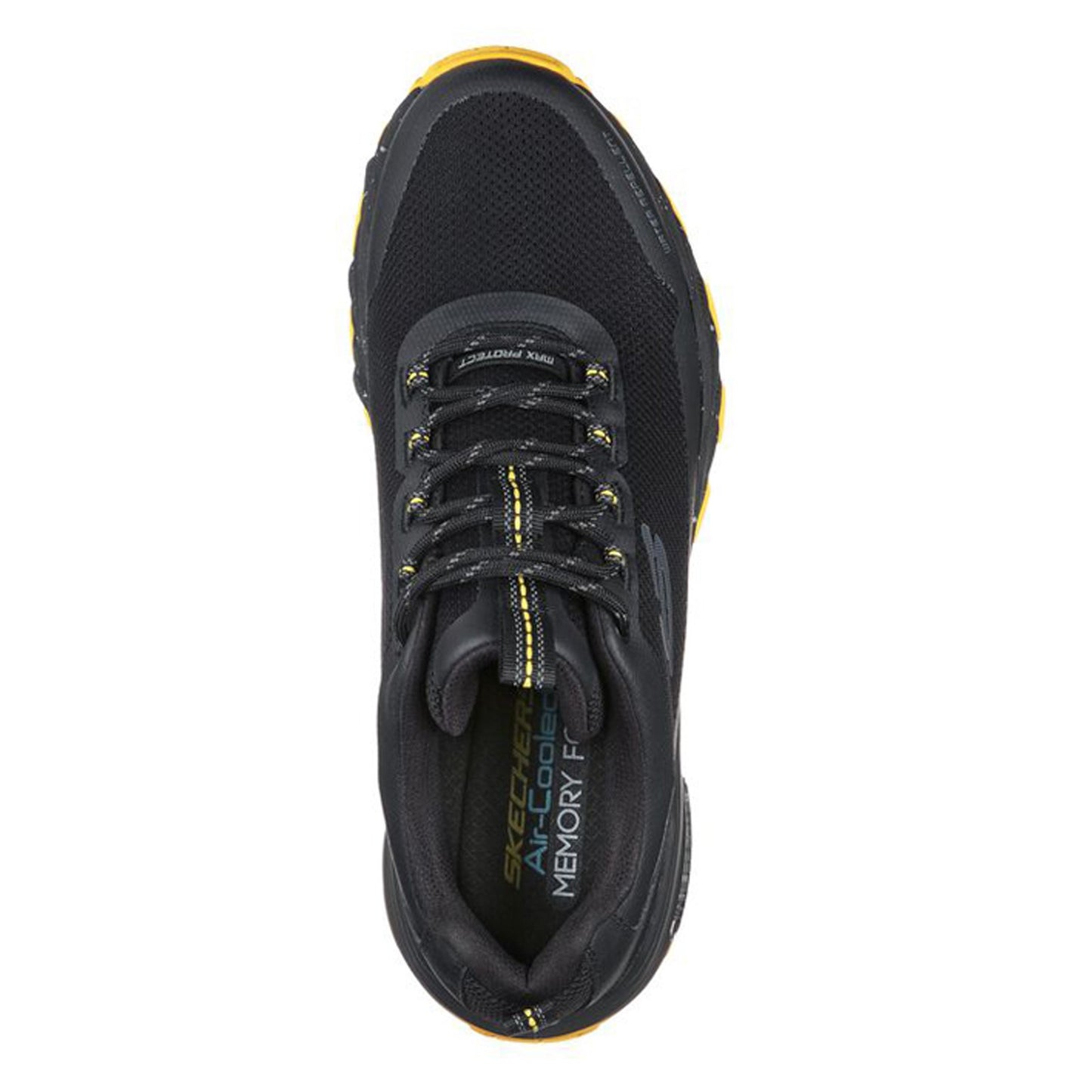 Peltz Shoes Men's Skechers Max Protect - Liberated Hiking Shoe Black/Yellow 237301-BKYL