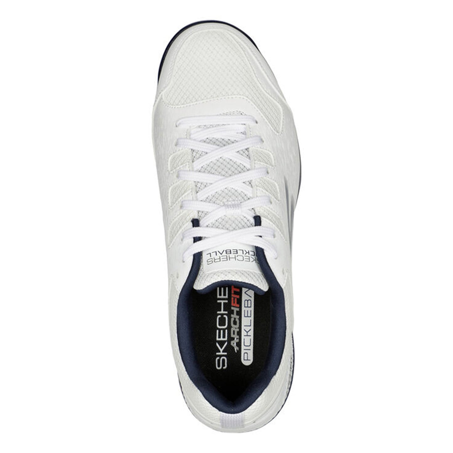Peltz Shoes Men's Skechers Relaxed Fit: Viper Court - Pickleball Shoe WHITE NAVY 246070-WNV