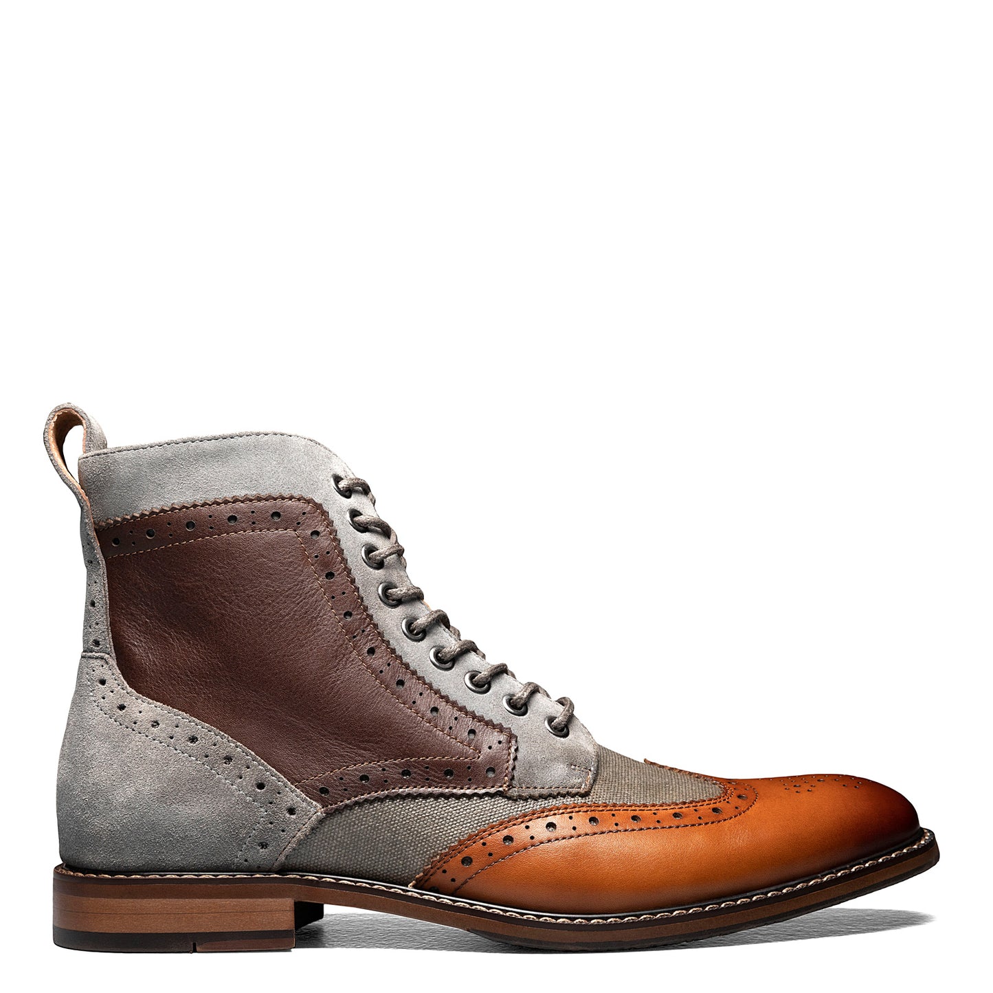 Peltz Shoes Men's Stacy Adams Finnegan Wingtip Lace Up Boot COGNAC 25427-229