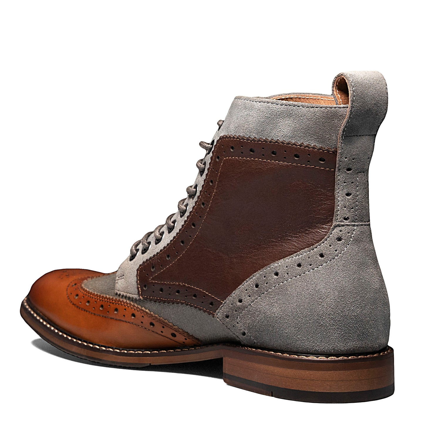 Peltz Shoes Men's Stacy Adams Finnegan Wingtip Lace Up Boot COGNAC 25427-229