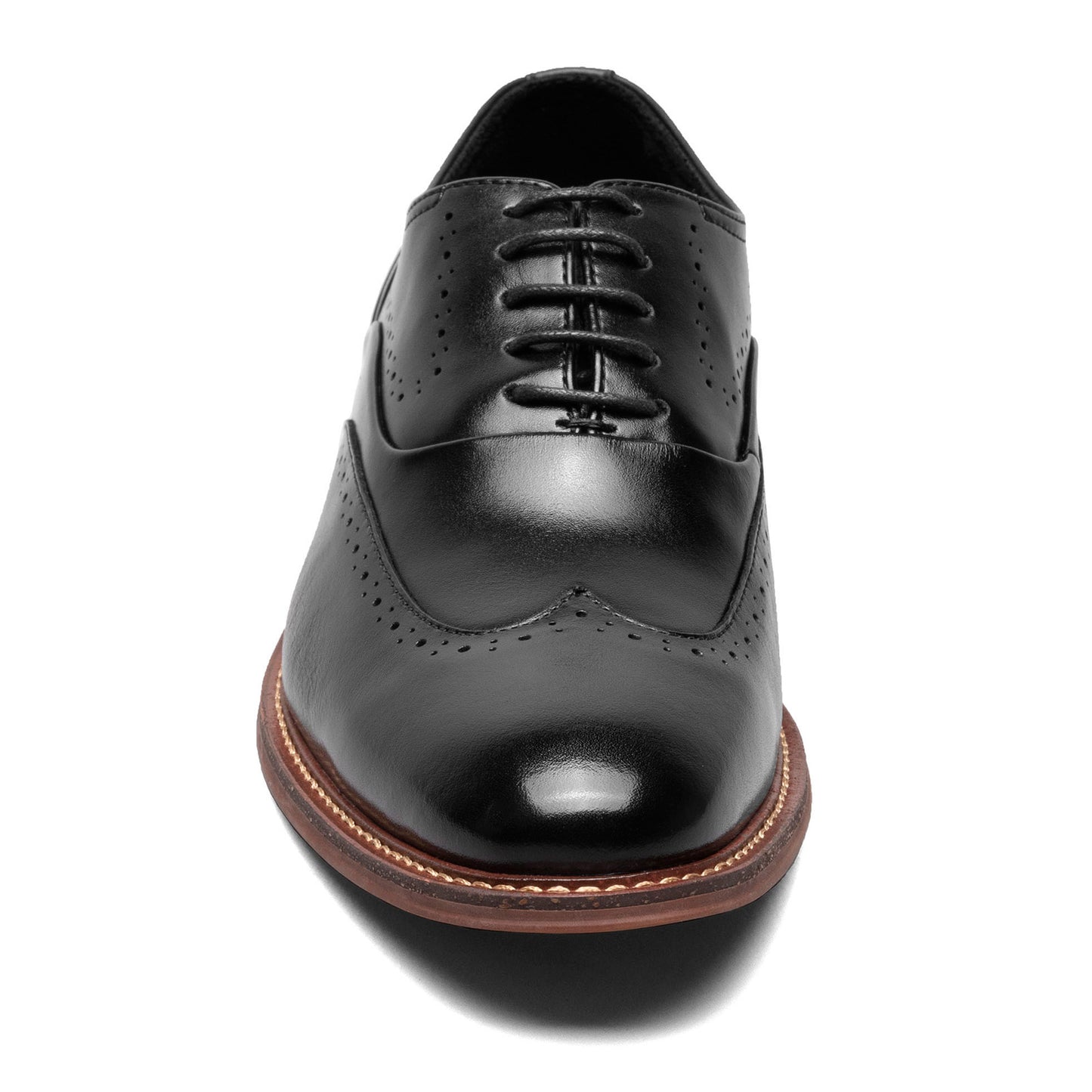Peltz Shoes Men's Stacy Adams Macarthur Wingtip Oxford BLACK POLISHED 25489-005