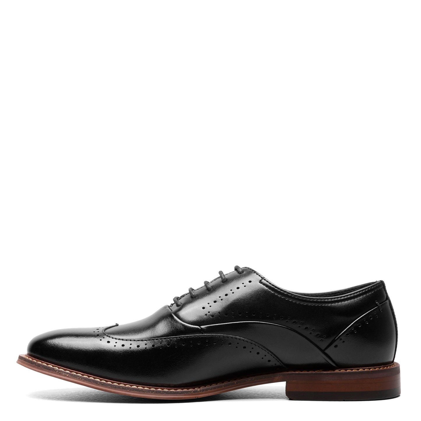 Peltz Shoes Men's Stacy Adams Macarthur Wingtip Oxford BLACK POLISHED 25489-005