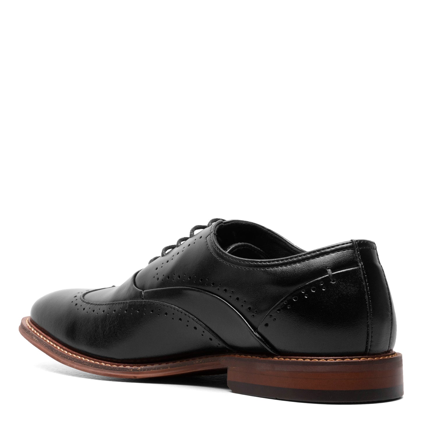 Peltz Shoes Men's Stacy Adams Macarthur Wingtip Oxford BLACK POLISHED 25489-005