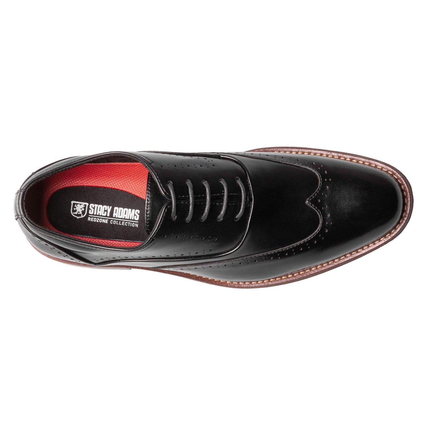 Peltz Shoes Men's Stacy Adams Macarthur Wingtip Oxford BLACK POLISHED 25489-005