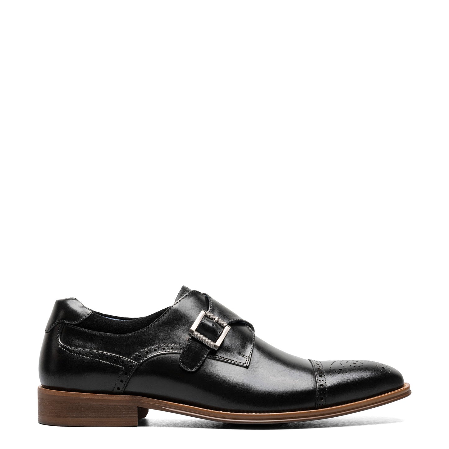 Peltz Shoes Men's Stacy Adams Mathis Cap Toe Monk Strap Black 25540-001